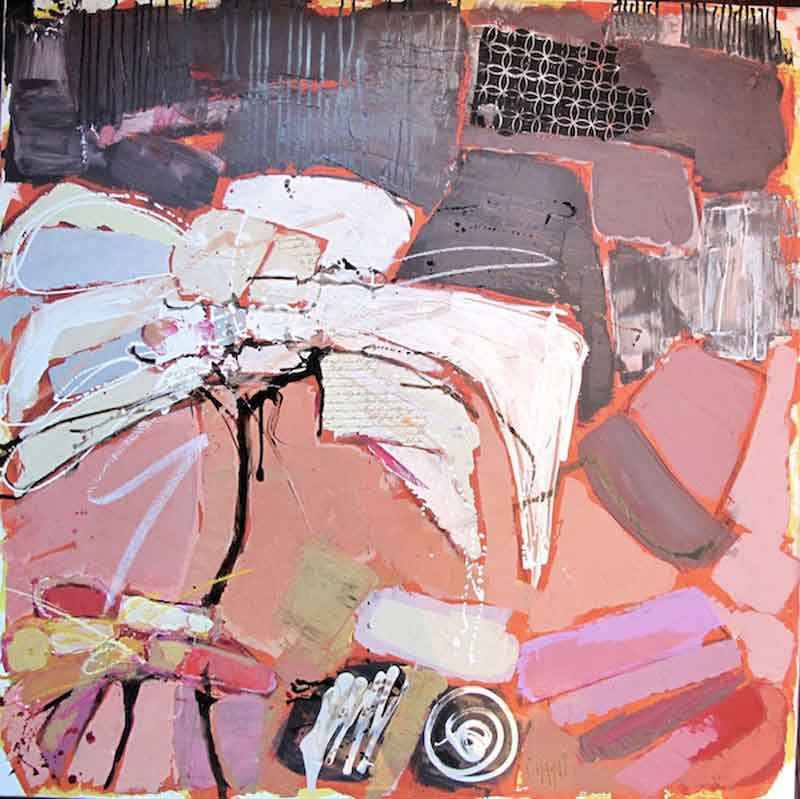 Sous un autre jour - 100 x 100 cm - vendu - techniques mixtes sur toile