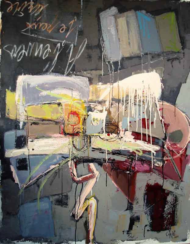 A l'envers aussi 146 x 11'cm - 2014 vendue - techniques mixtes sur toile