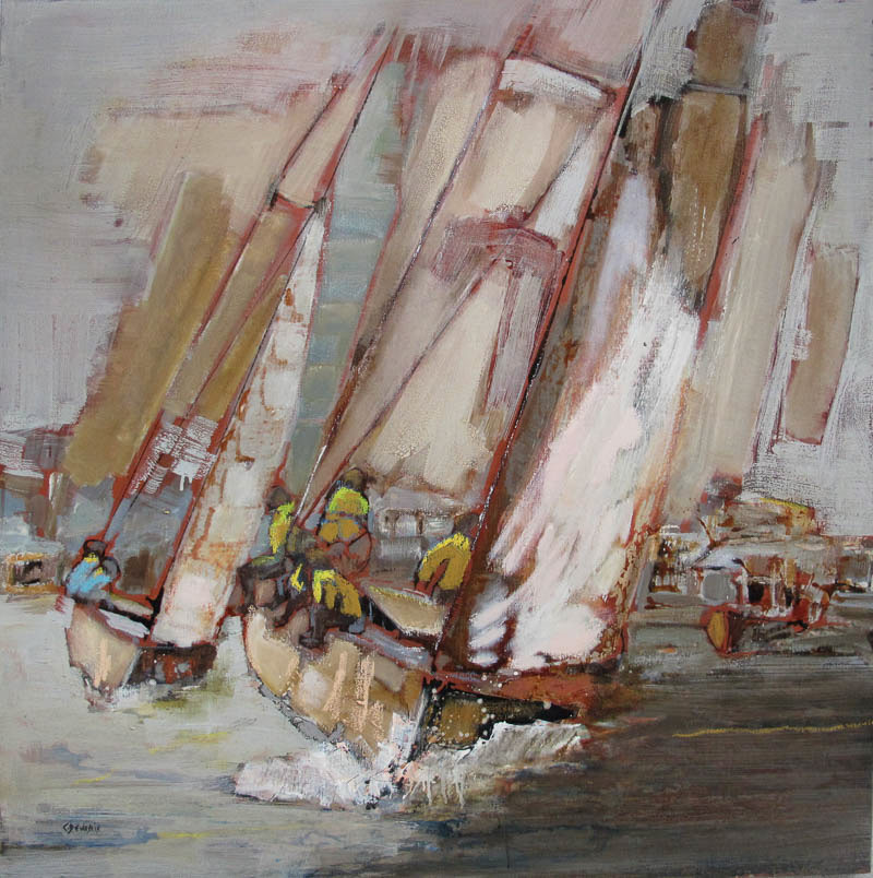 St Trop - 100 x 100cm - vendue - 2018- Techniques mixtes sur toile