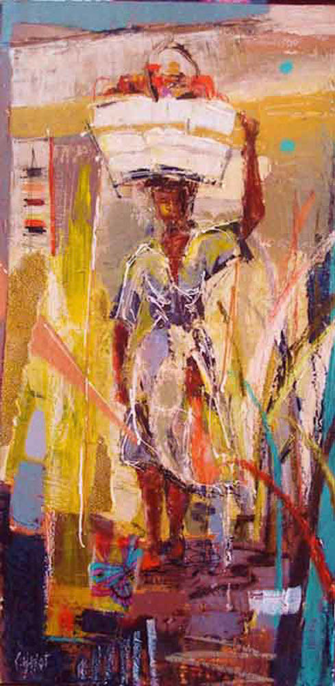 La marchande - vendue - 2008 - techniques mixtes sur toile