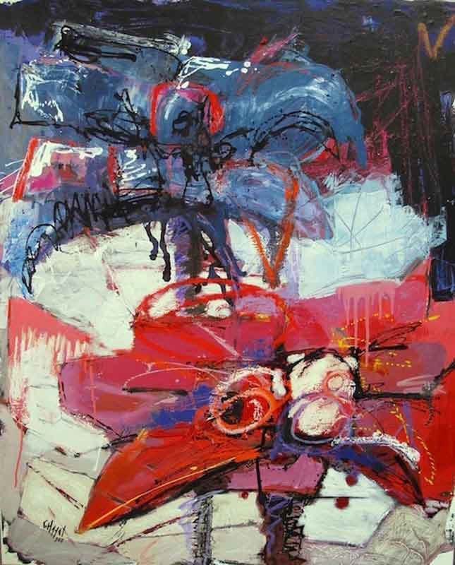 Aux couleurs de V.  - 100 x 81 cm - vendu 2013 - techniques mixtes sur toile