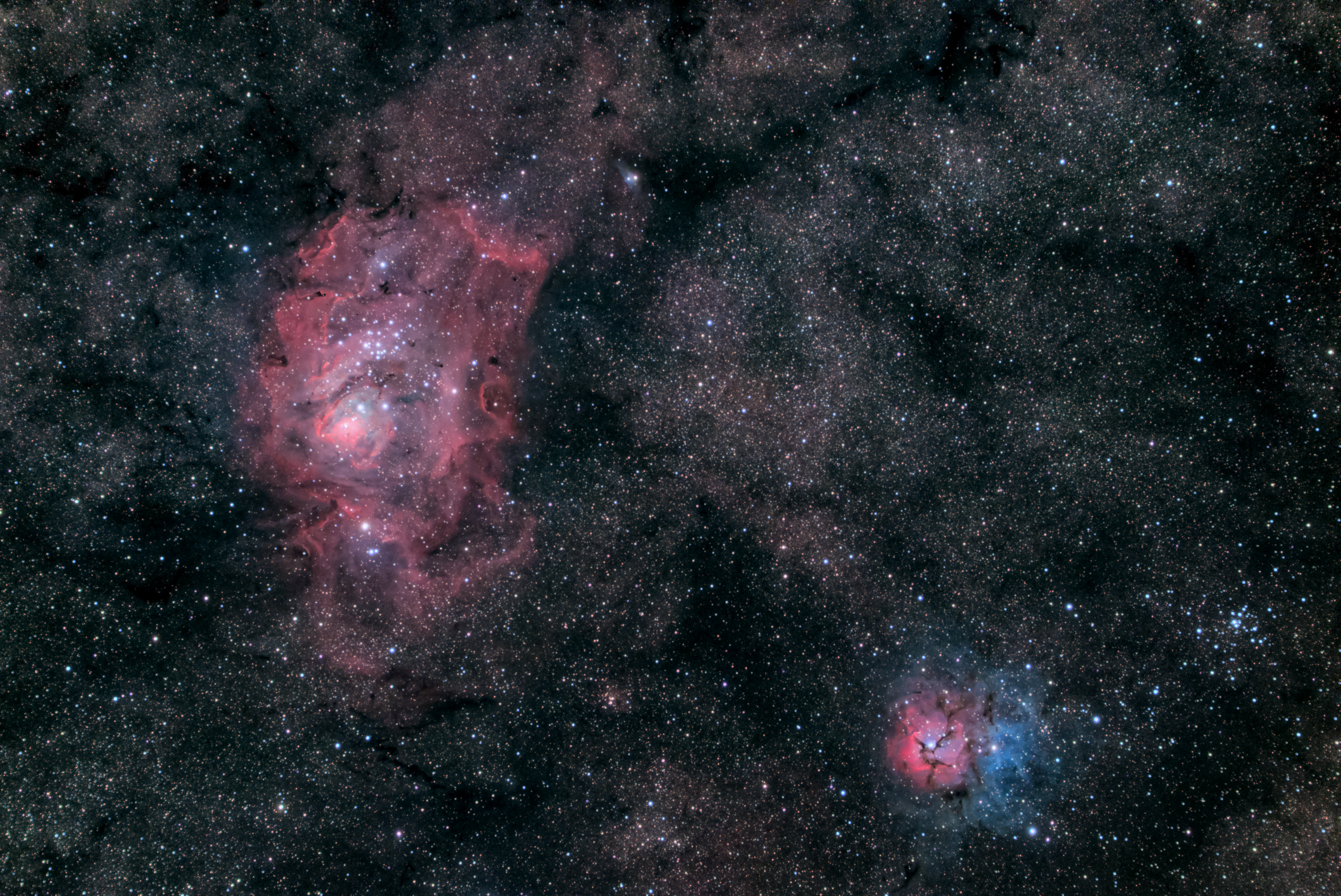Lagoon and Trifid Nebulae (UT)