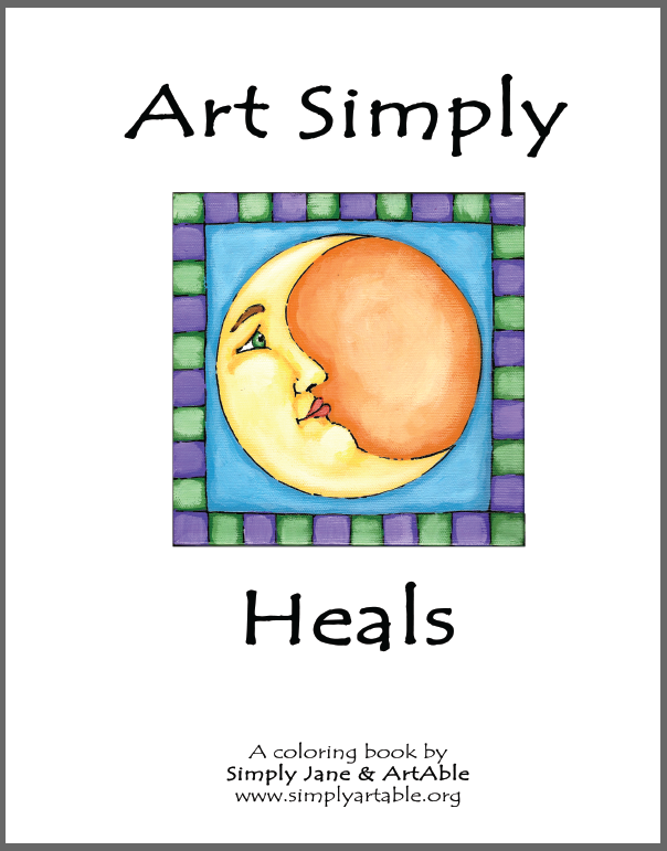 Coloring book cover and interior layout for art studio.