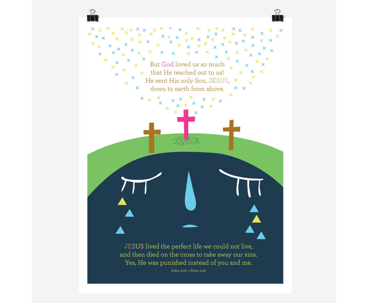 Gospel story poster illustration for kids by Chi Hey Lee