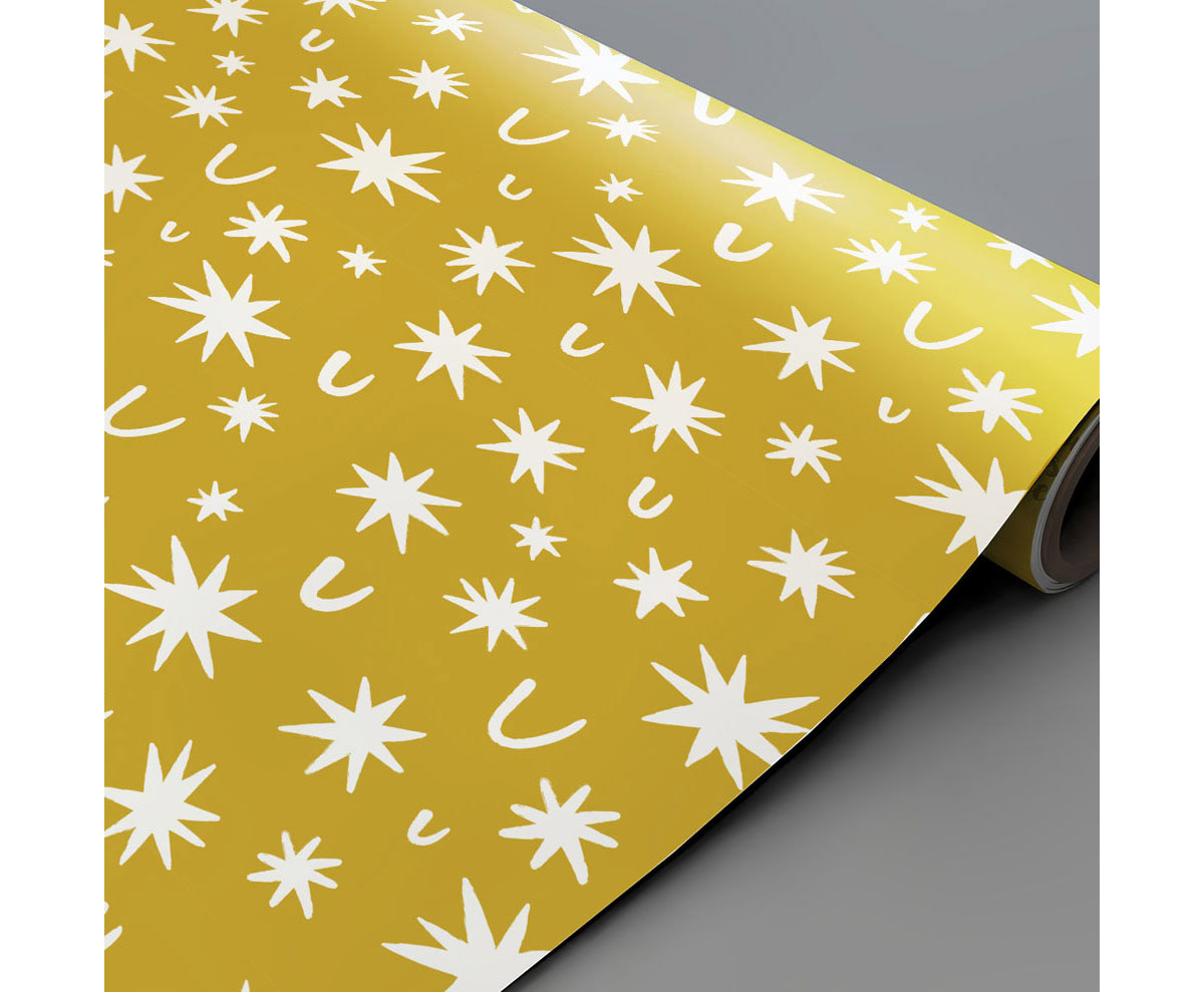 Starcharm gift wrap surface pattern design by Chi Hey Lee for Minted