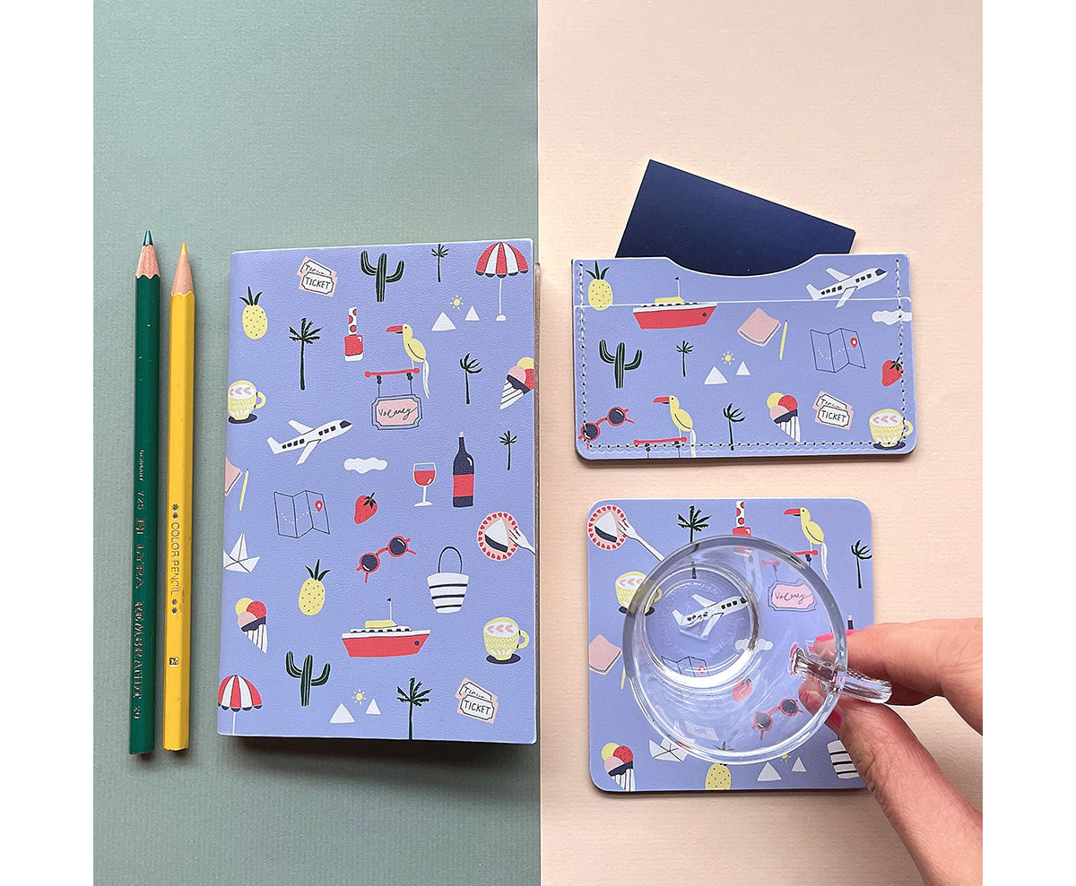 Chi Hey Lee illustration on recycled leather goods by Forever Printworks UK