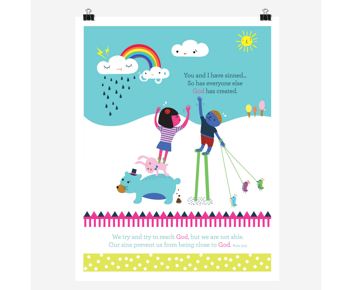 Children's library poster series by Chi Hey Lee and Marian Kim featuring bold colorful illustrations