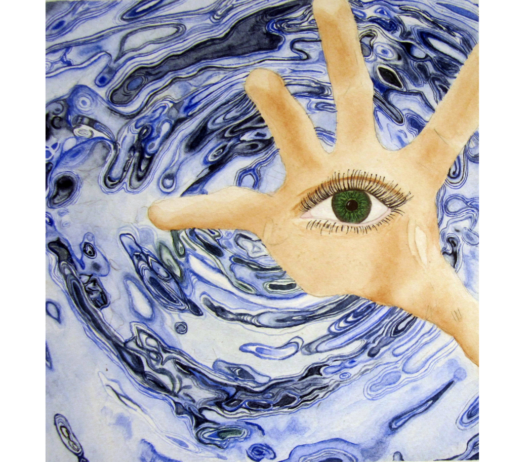 Behind the Mirror, 2013, watercolor & Sharpie