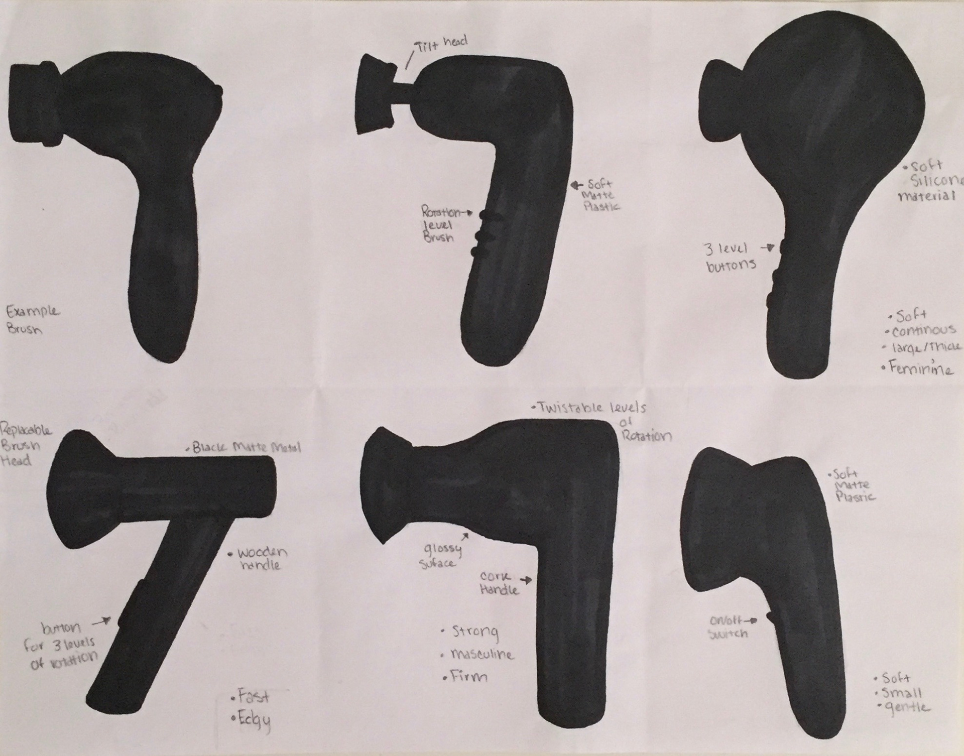 Silhouette development of first top brush