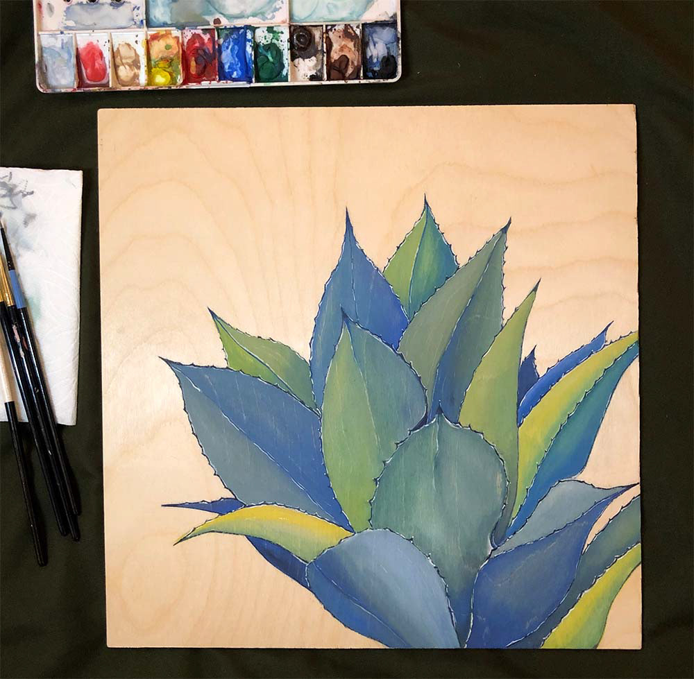 Desert Greens, 2021, watercolor & sharpie