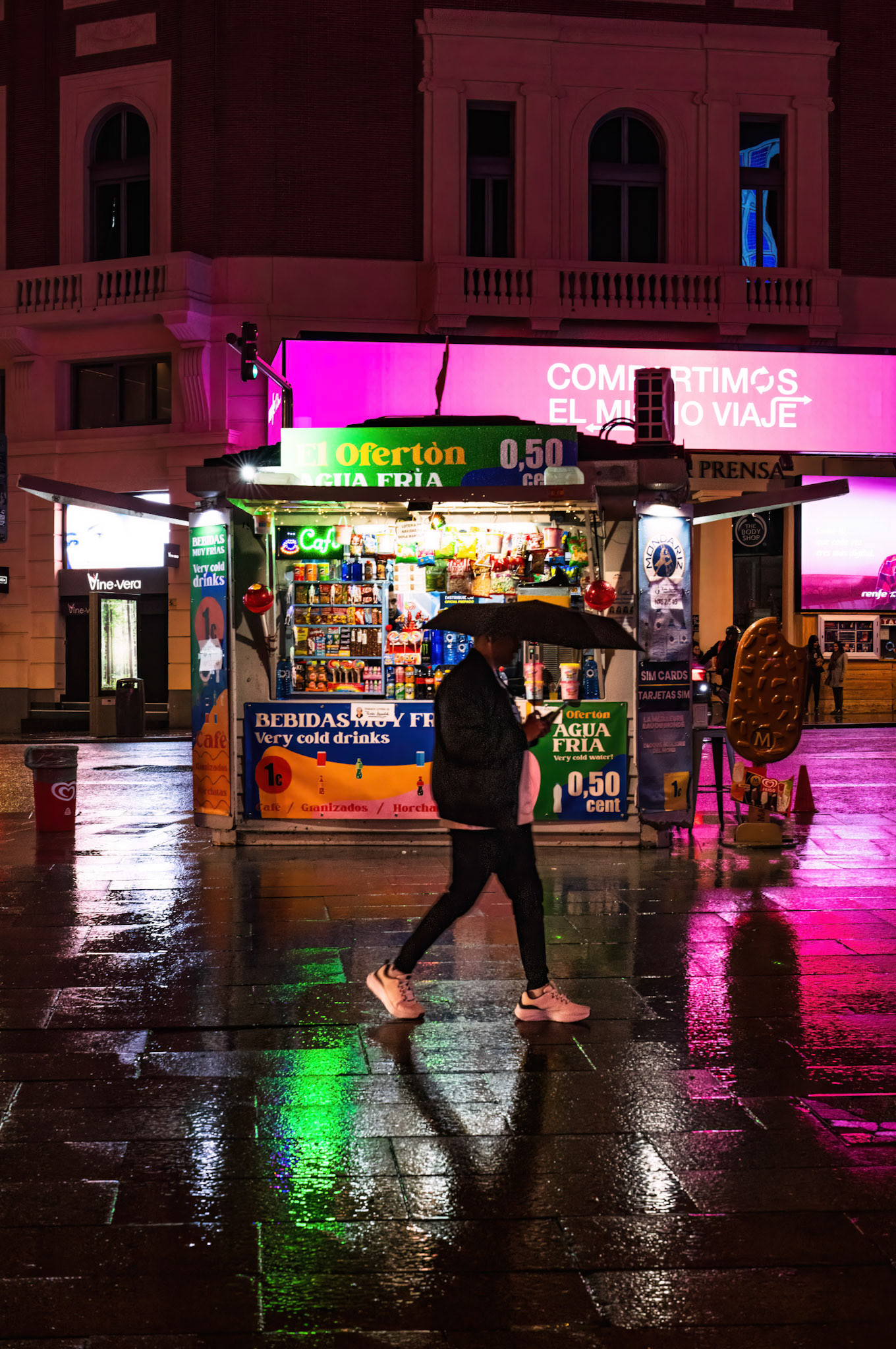just a little smile during a rainy night in madrid