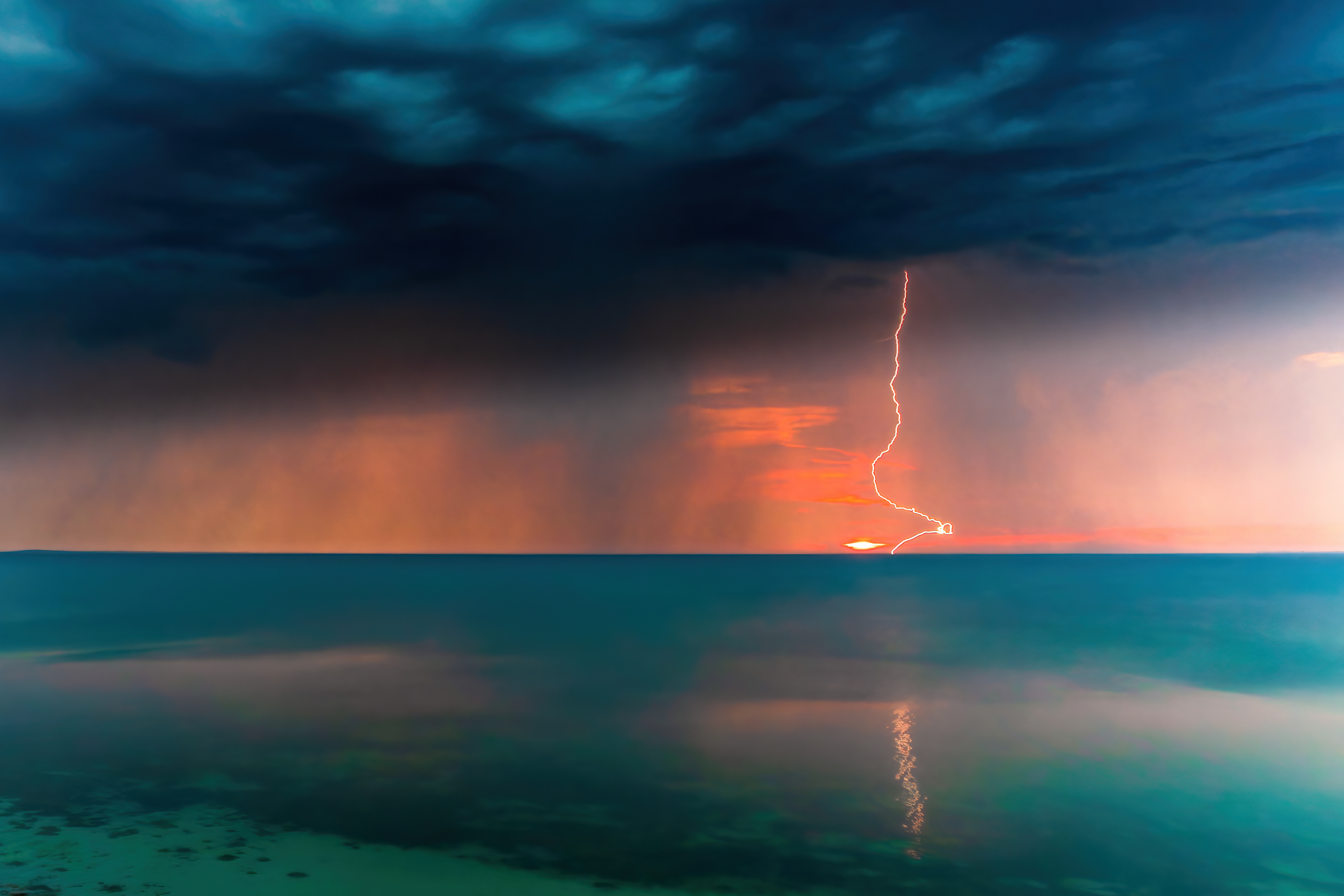 Thunderstorm at sunset