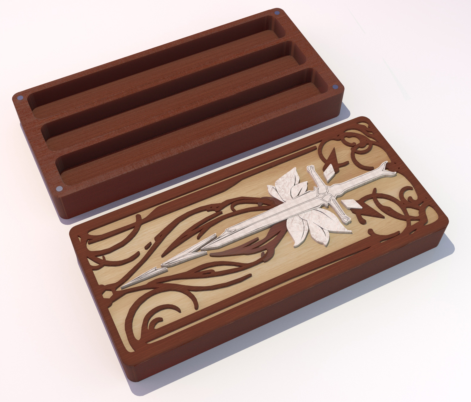 Dungeons and Dragons dice box design. Autodesk Maya. 2019.