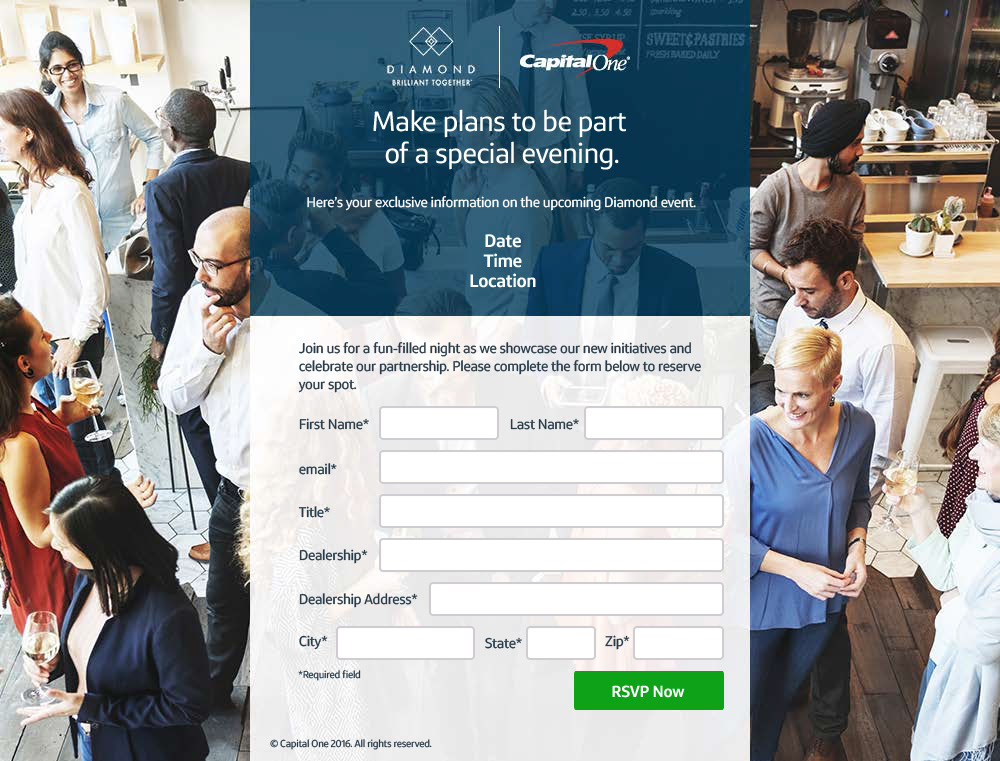 Event Website - Diamond event RSVP page