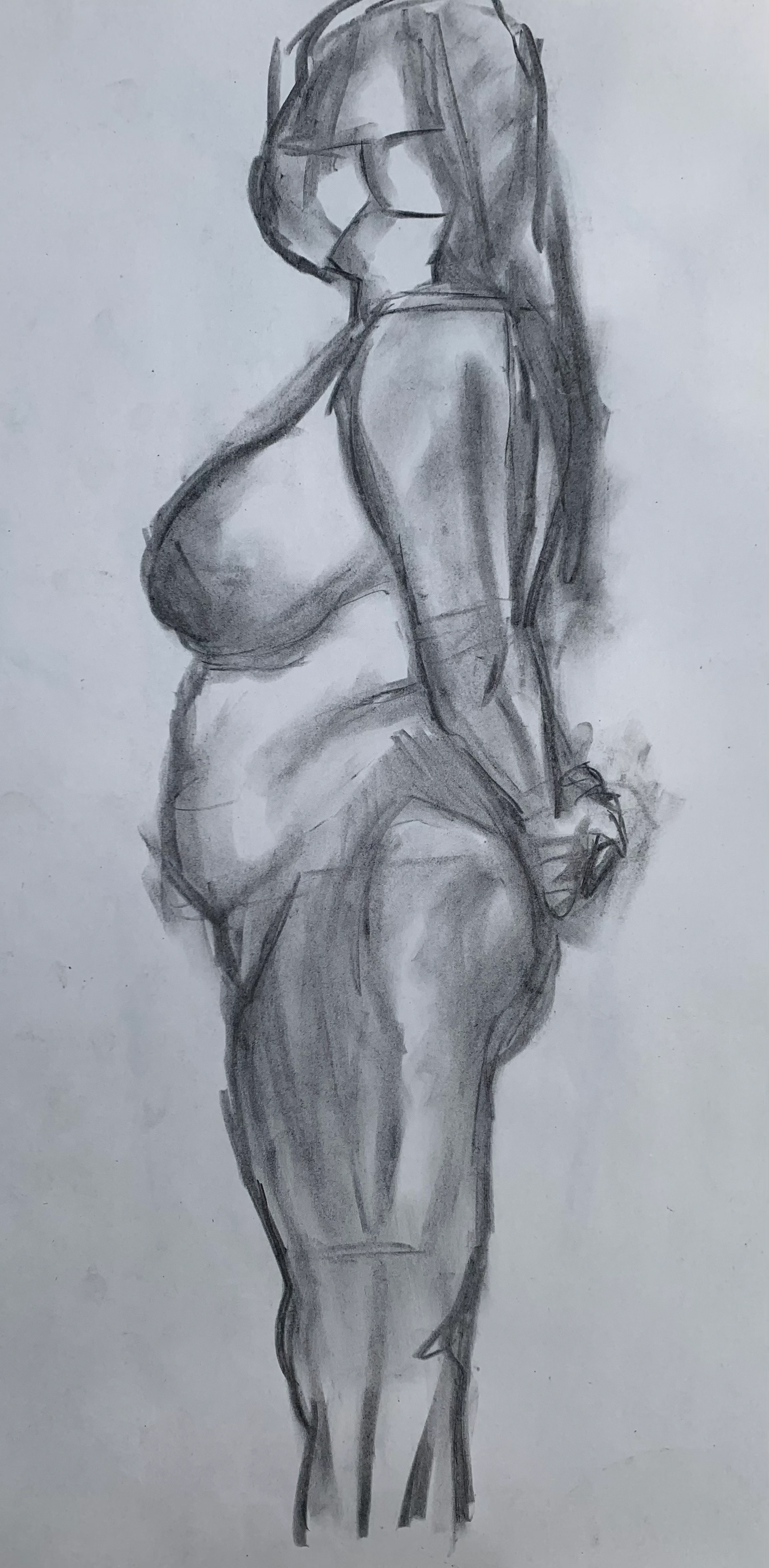Woman Gesture #3, Charcoal on paper, 2021