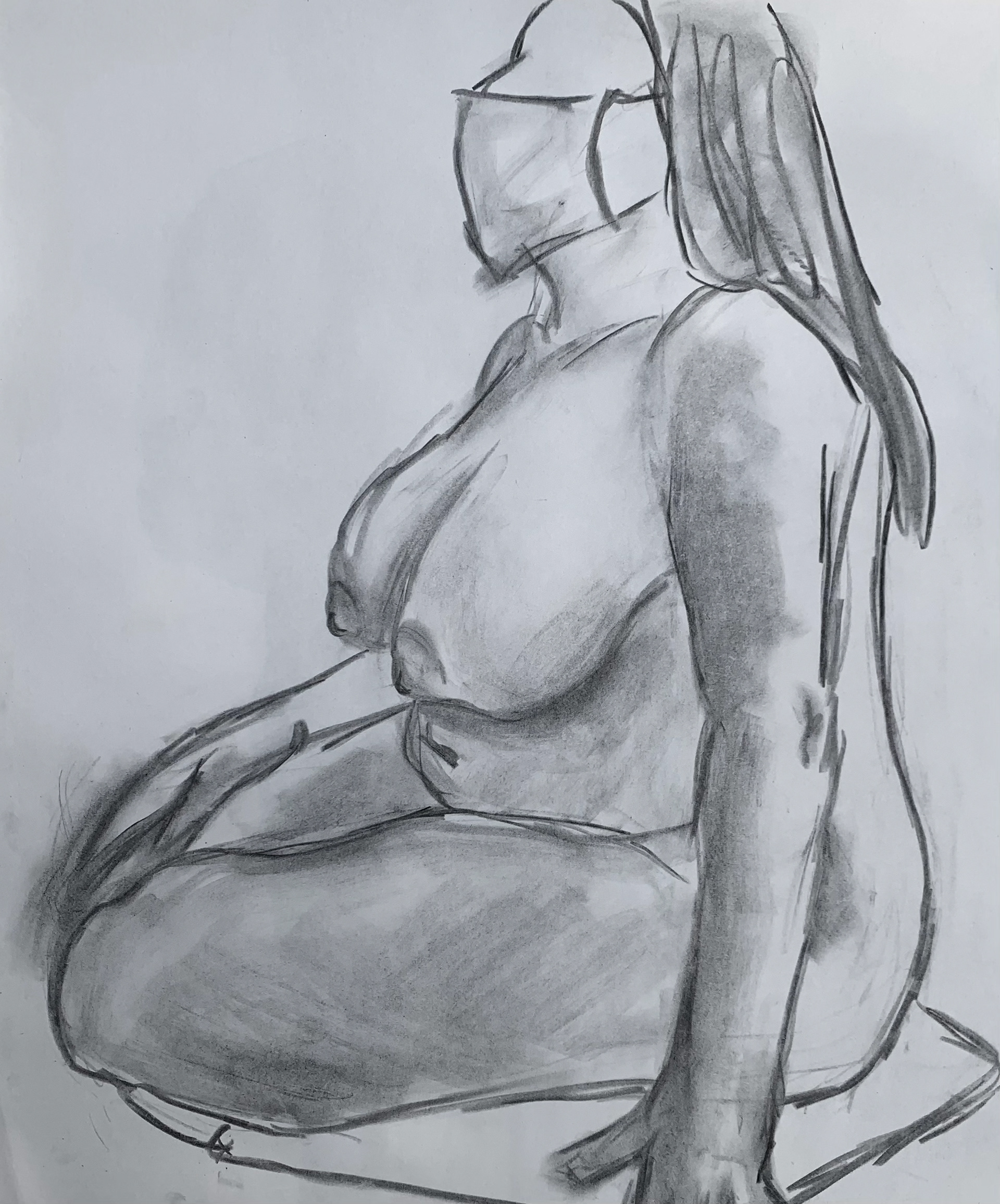 Woman Gesture #2, Charcoal on paper, 2021