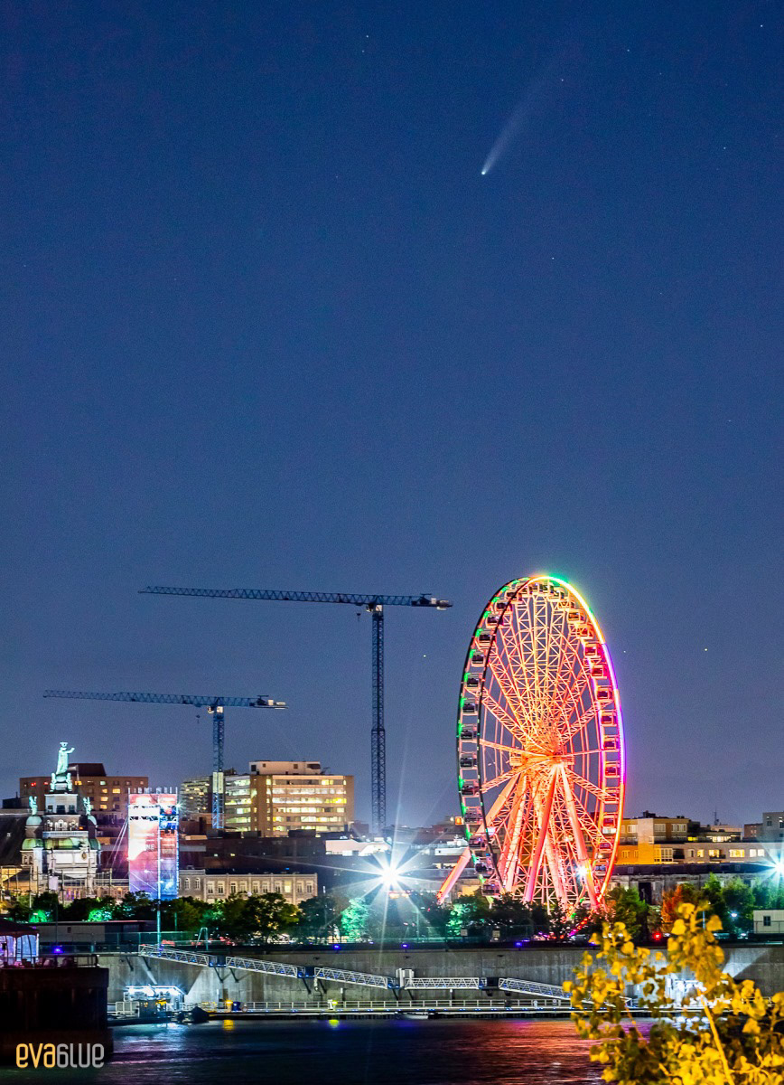 Comet NEOWISE over the Old Port of Montreal