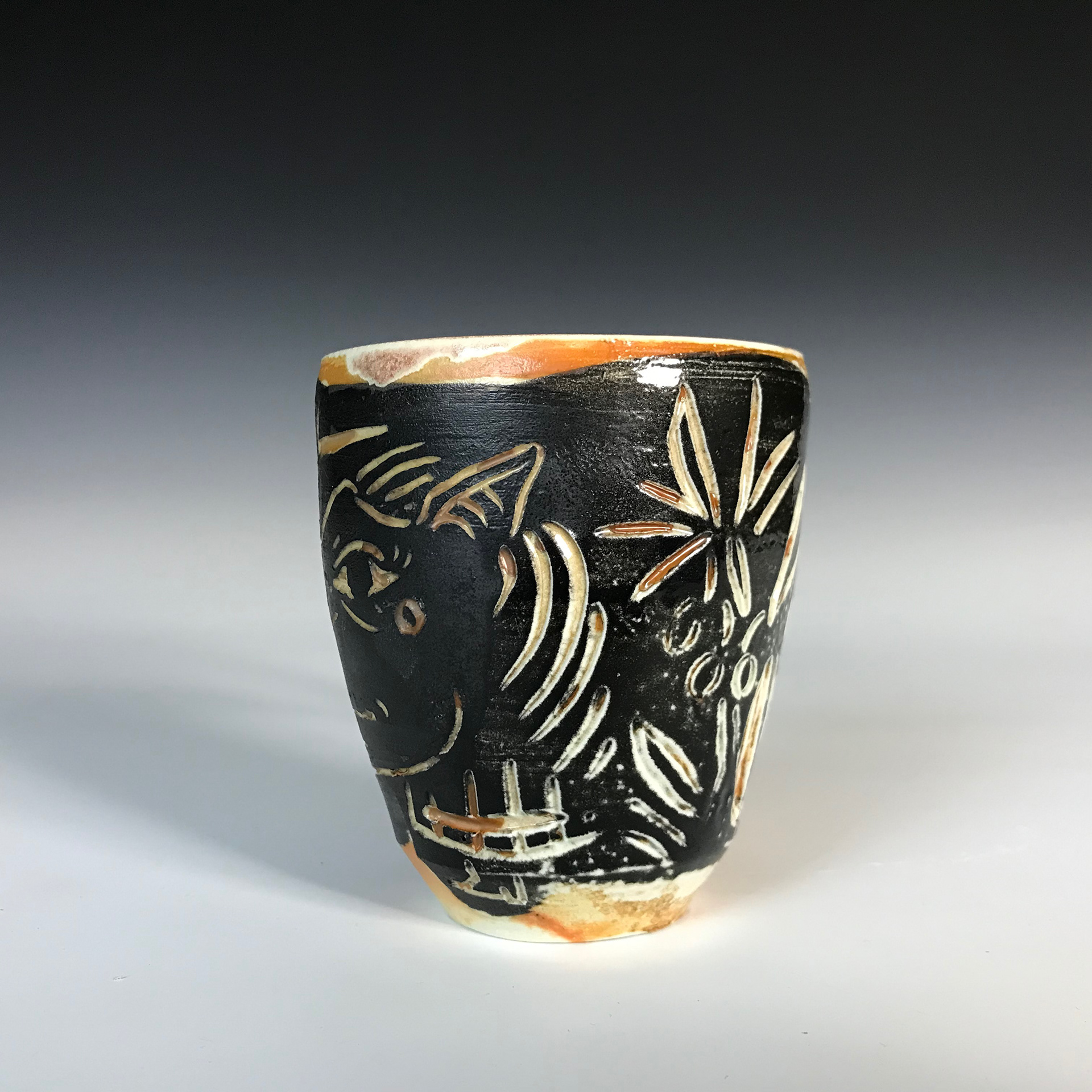 "Pony Plays with Peace", Printmaking Methods on Soda-Fire Porcelain, 2023