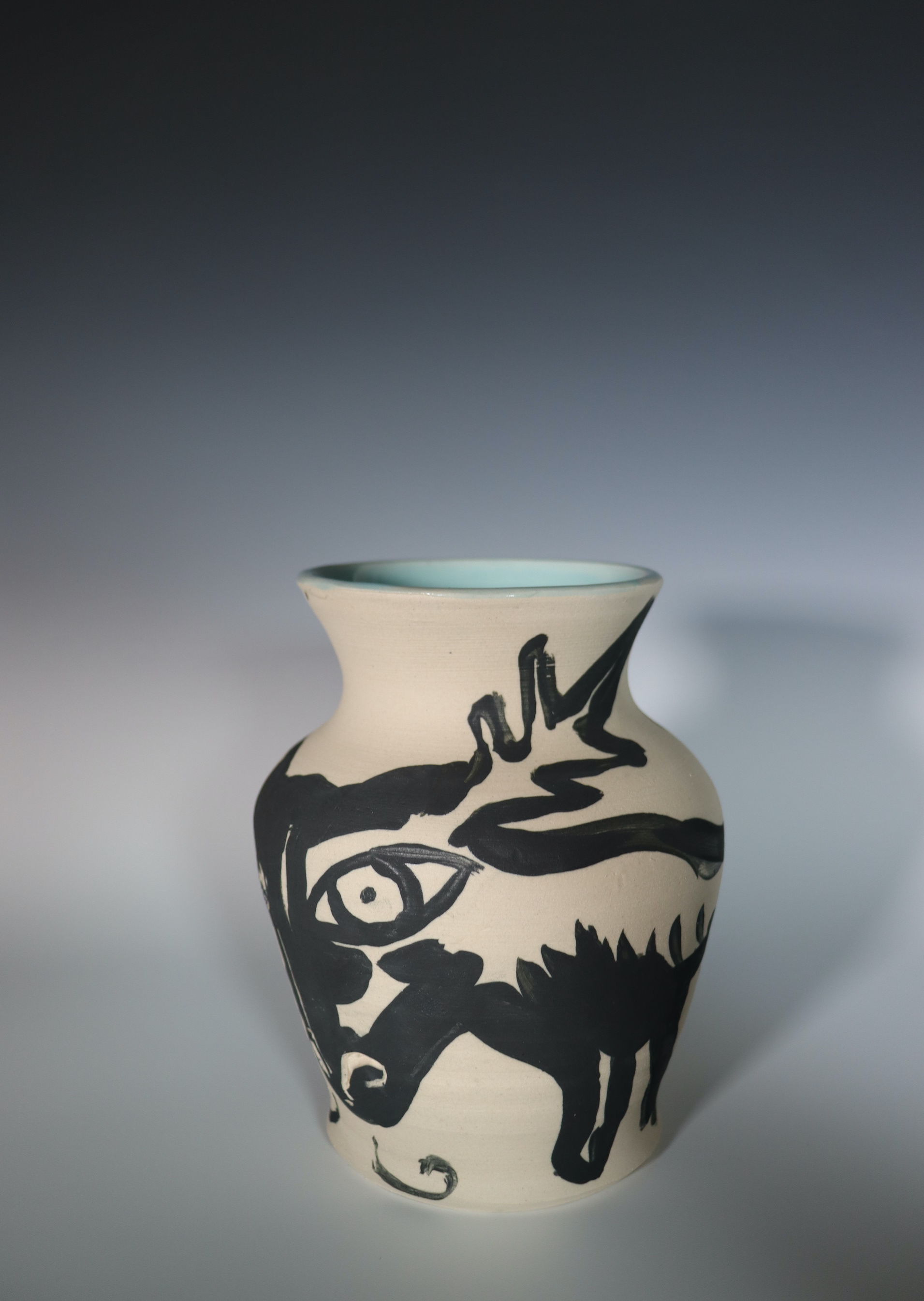 Old Breath, Underglaze Painting and Carving on Mid-Range Clay, 6x12, 2025