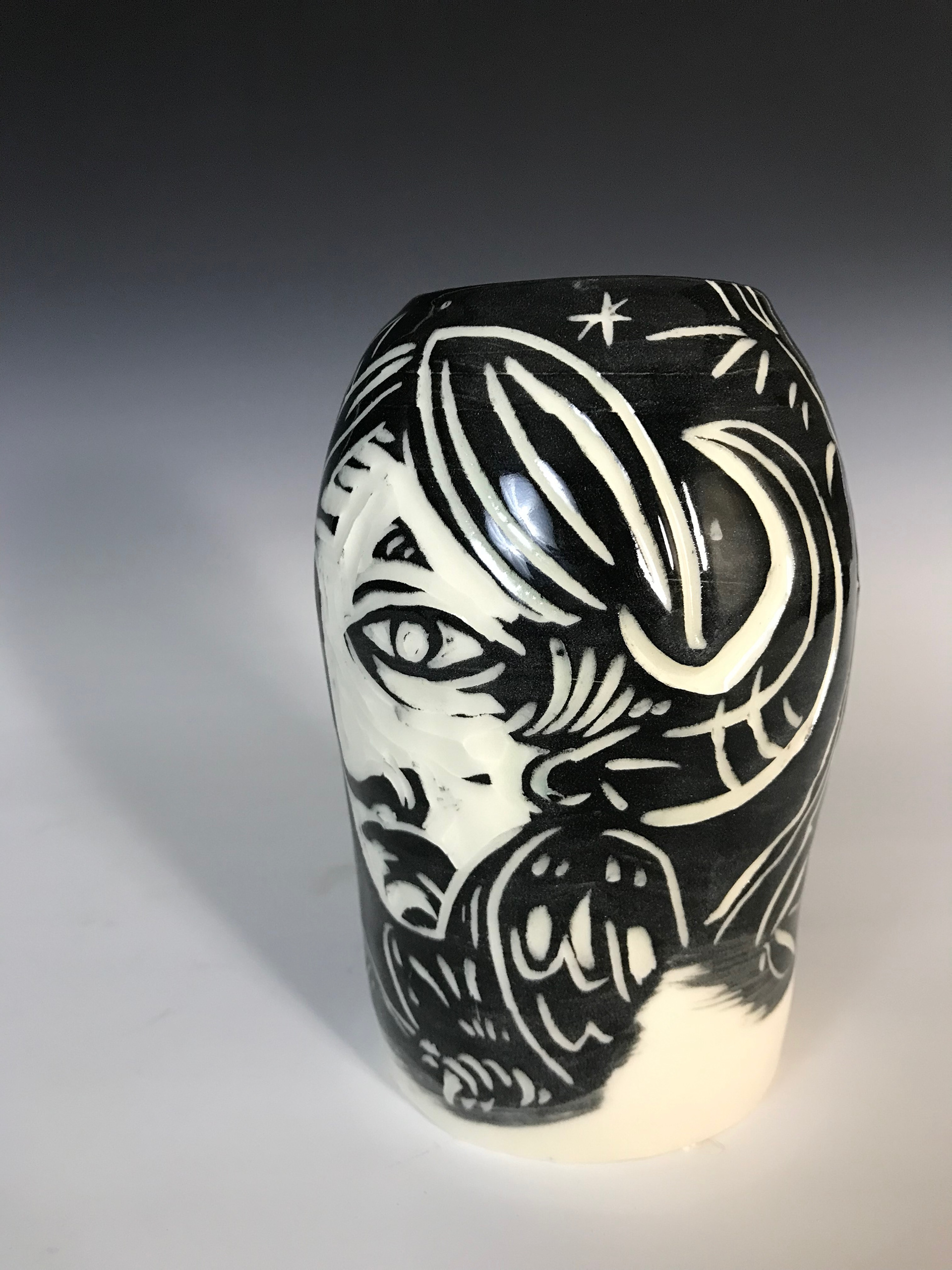 "Thump Thy Claws" , Printmaking Methods on High-Fire Porcelain