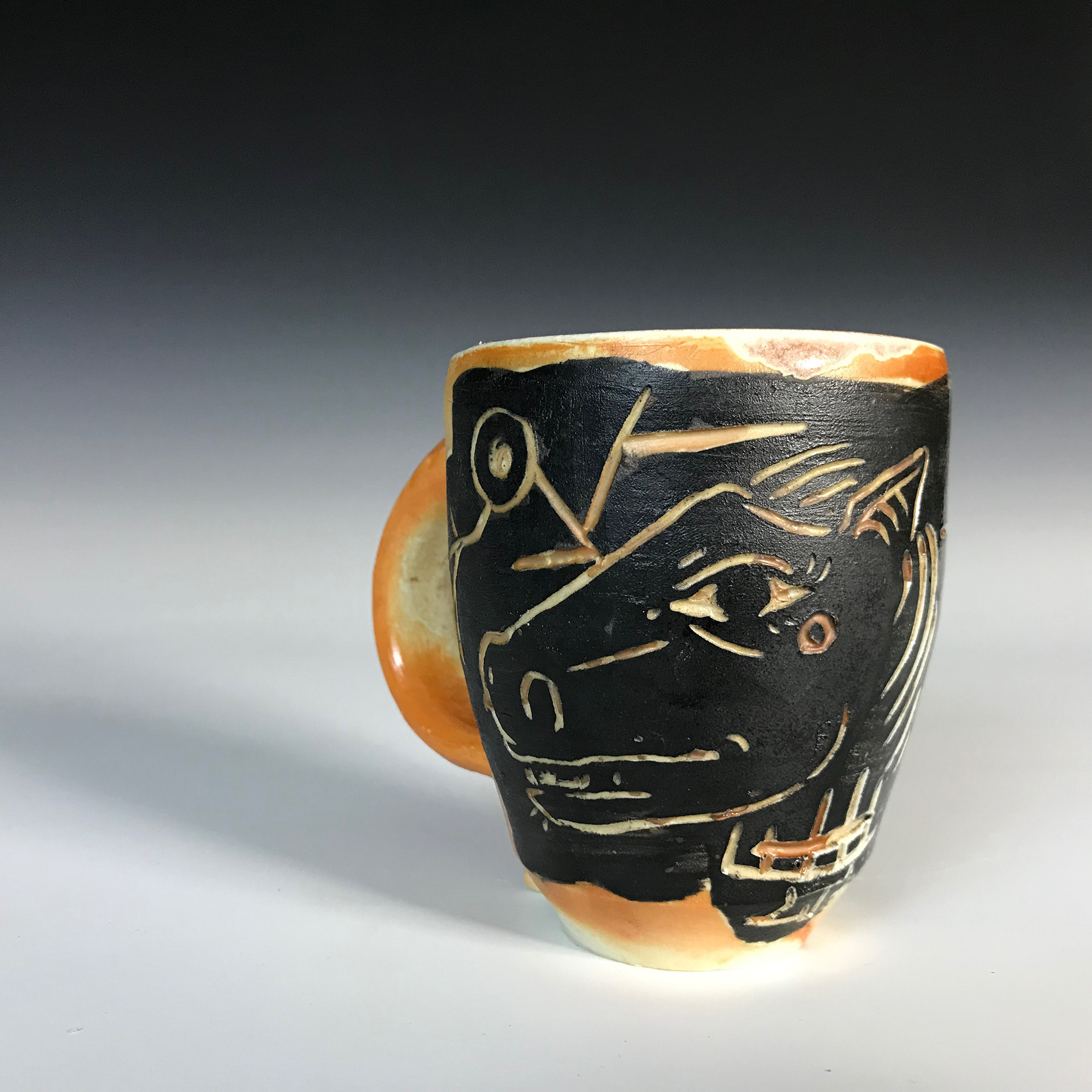 "Pony Plays with Peace", Printmaking Methods on Soda-Fire Porcelain, 2023