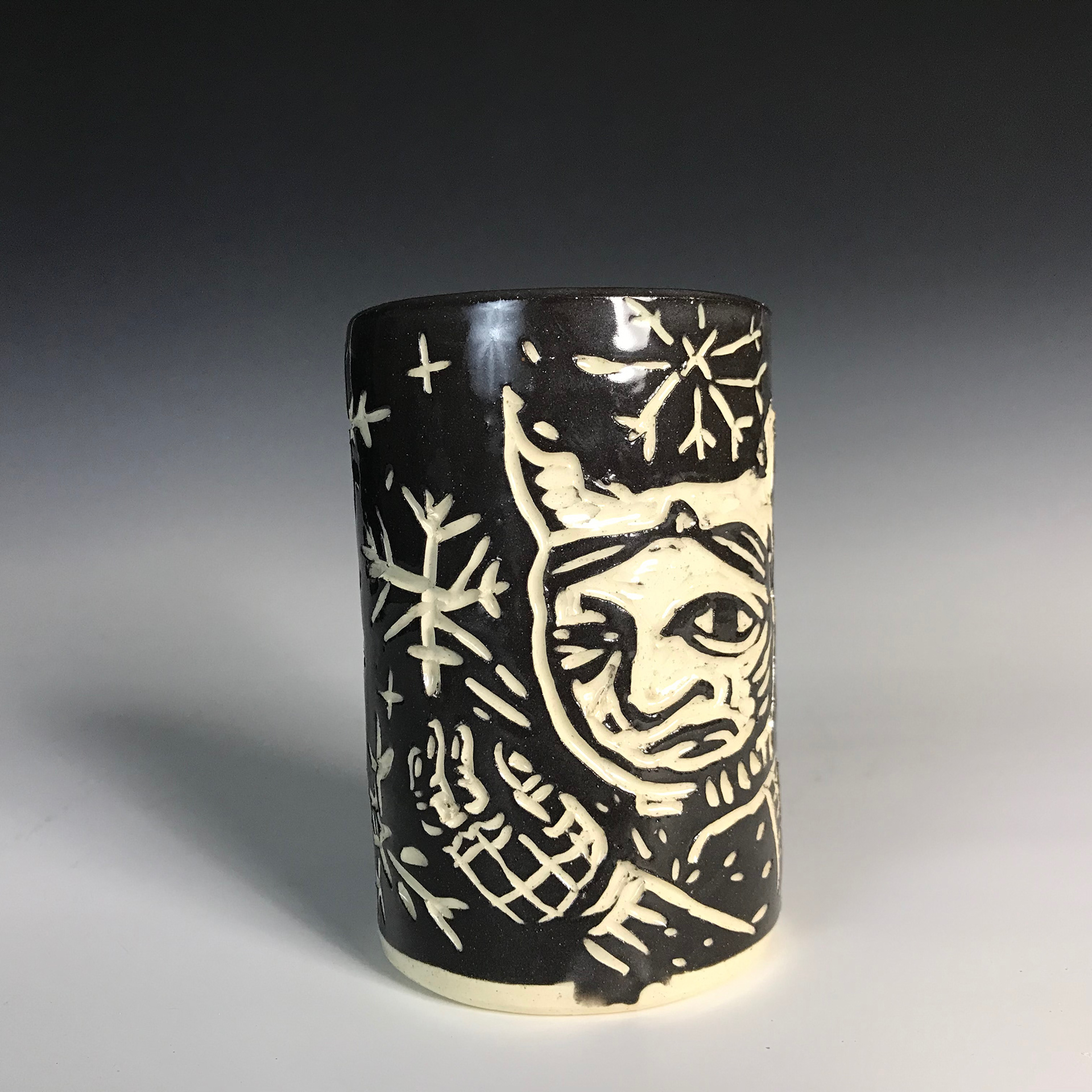 "Pretty Snowflake" Printmaking Methods on High-fire Clay, 2023
