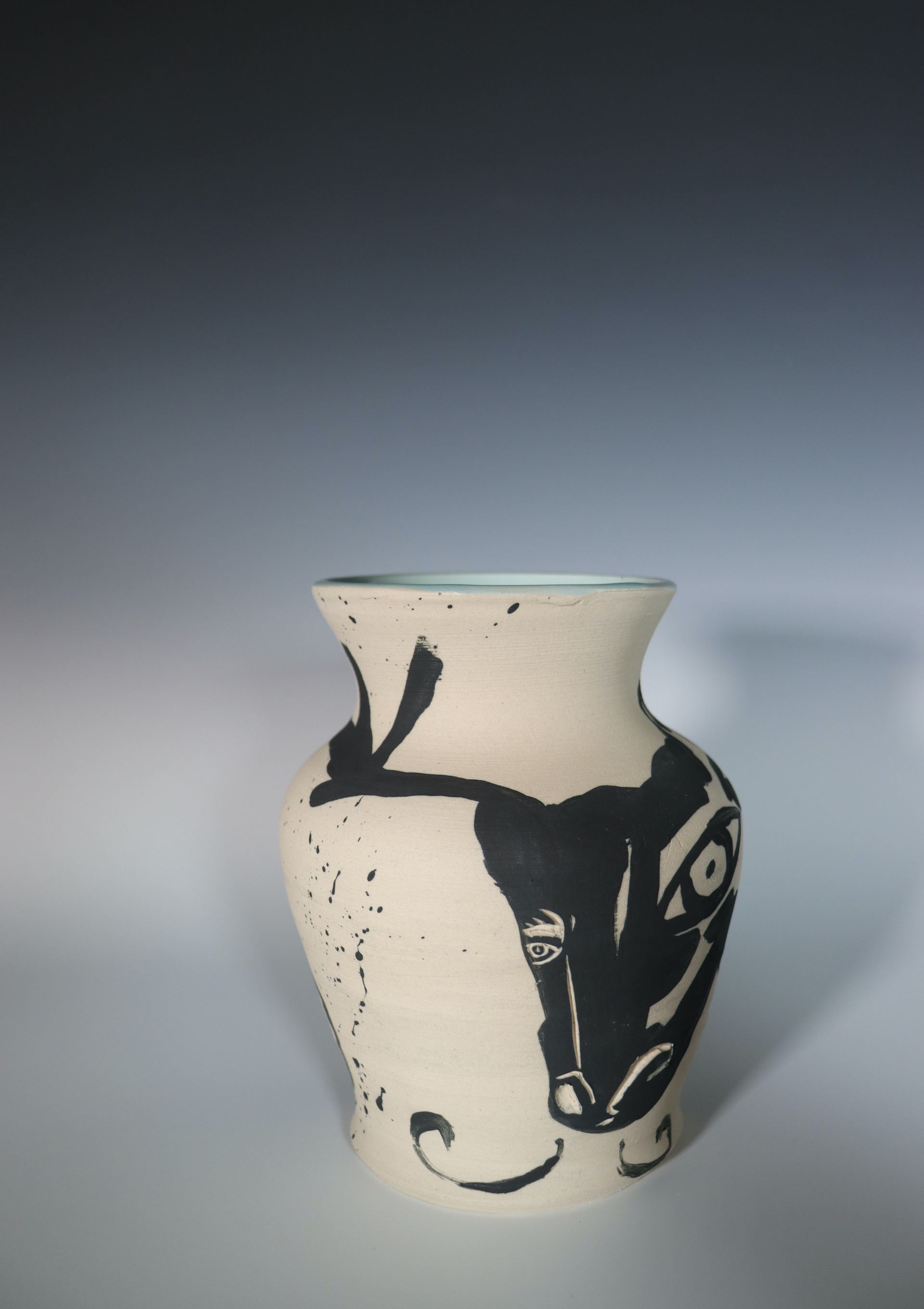 Old Breath, Underglaze Painting and Carving on Mid-Range Clay, 6x12, 2025