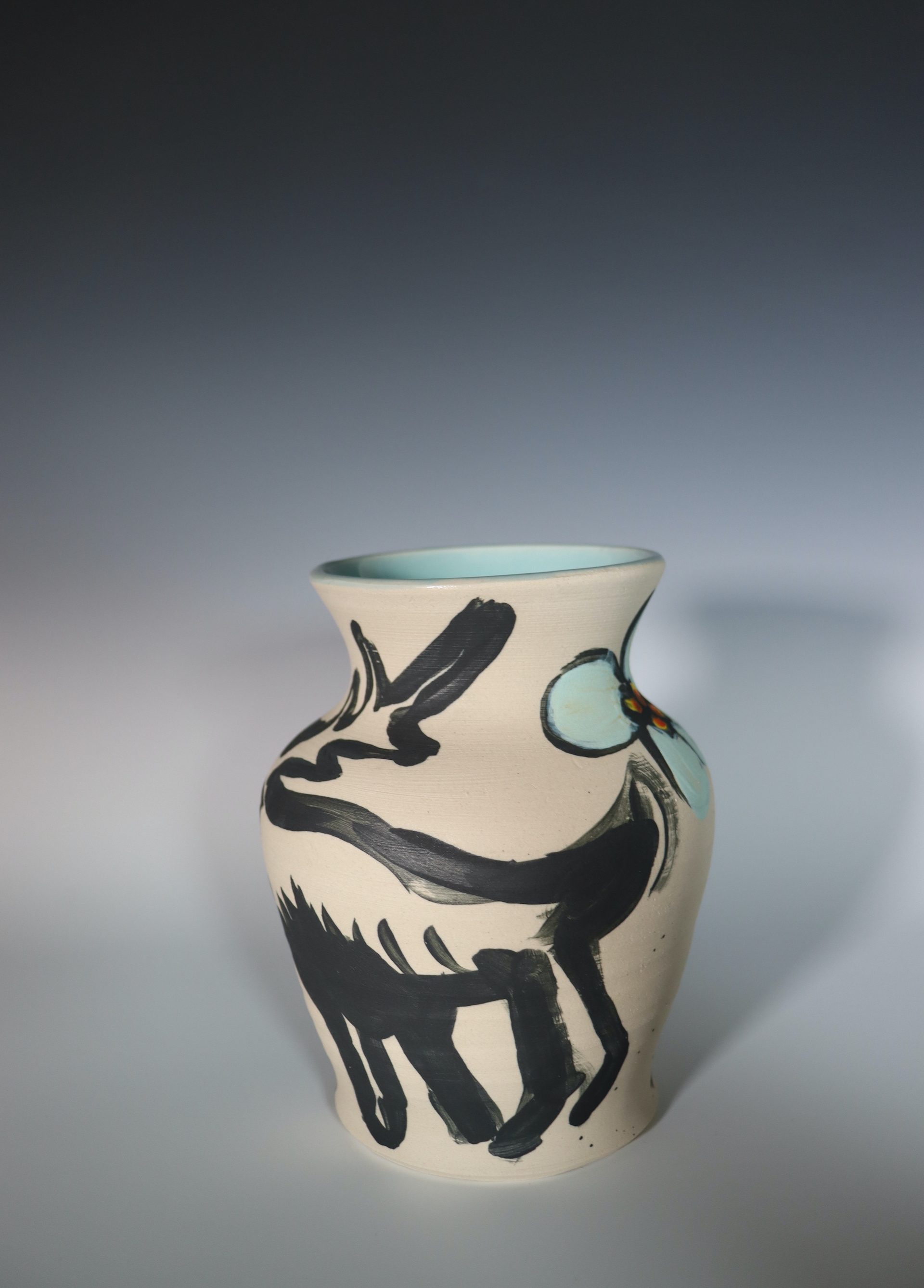 Old Breath, Underglaze Painting and Carving on Mid-Range Clay, 6x12, 2025