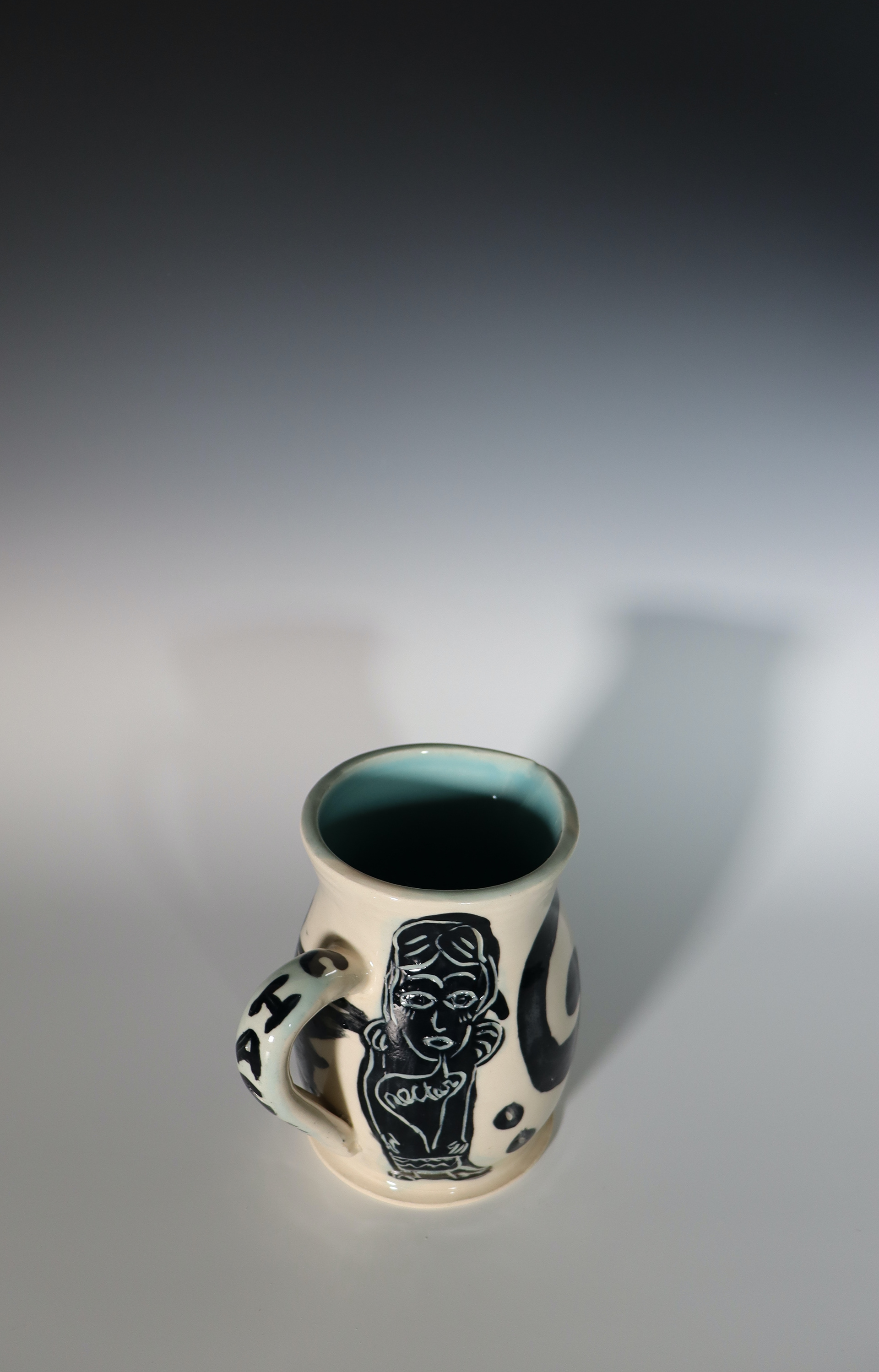 "In Pursuit of" Underglaze painting and carvings on Mid-Fire Clay, 2025