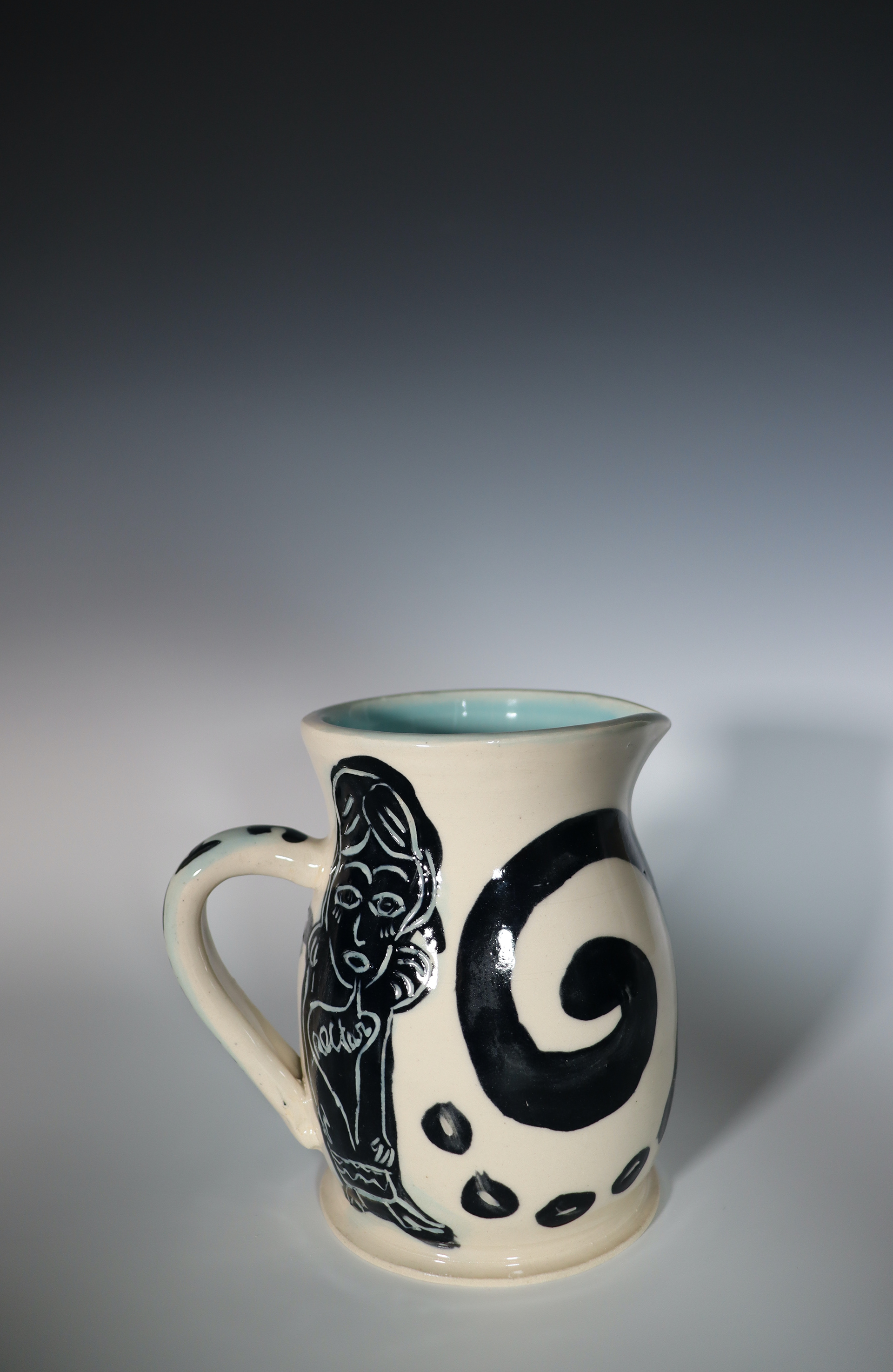 "In Pursuit of" Underglaze painting and carvings on Mid-Fire Clay, 2025