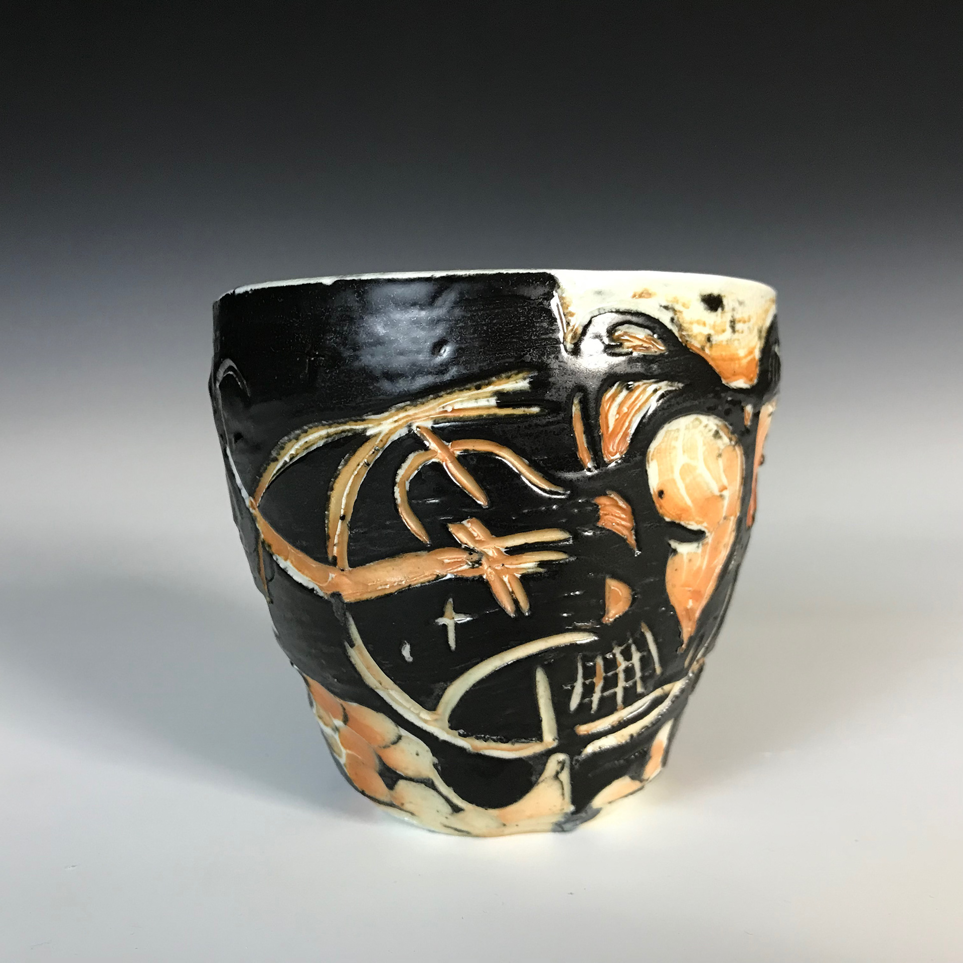 "She's Complicated and Alienated", Printmaking Methods on Soda-Fire Porcelain, 2023