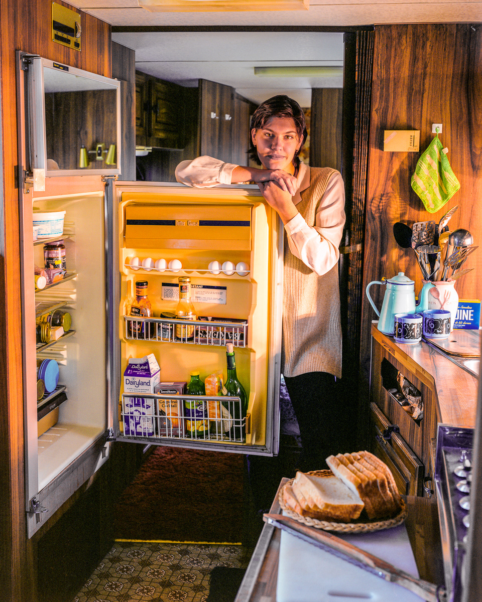Student living in a camper.