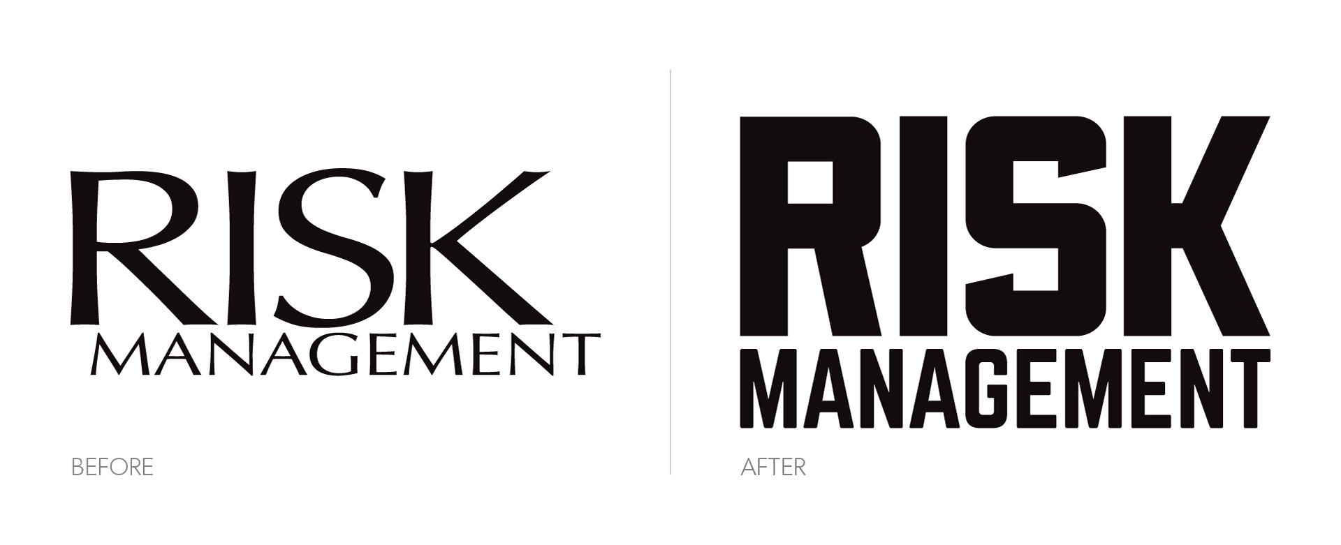 risk management magazine before after logo