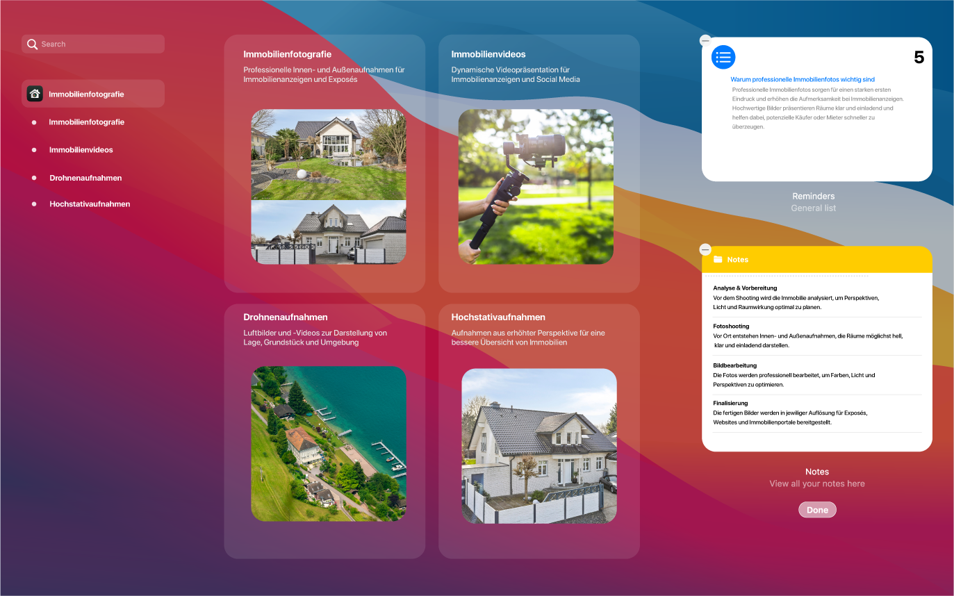 Immobilienfotografie Leistungen von Fabian Tasch – Immobilienfotos, Immobilienvideos, Drohnenaufnahmen und Hochstativaufnahmen