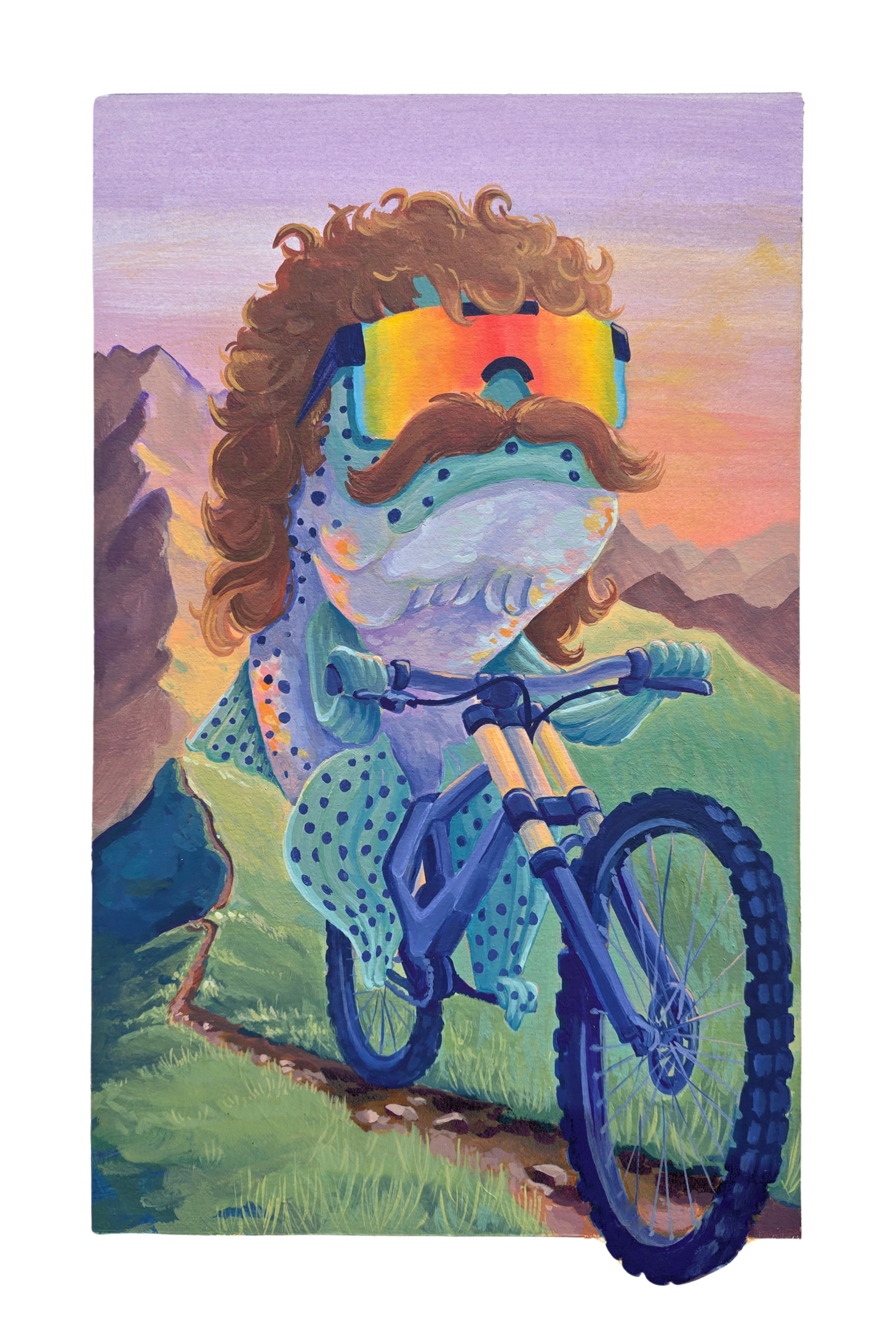 Trout Mountainbiker - Gouache illustration