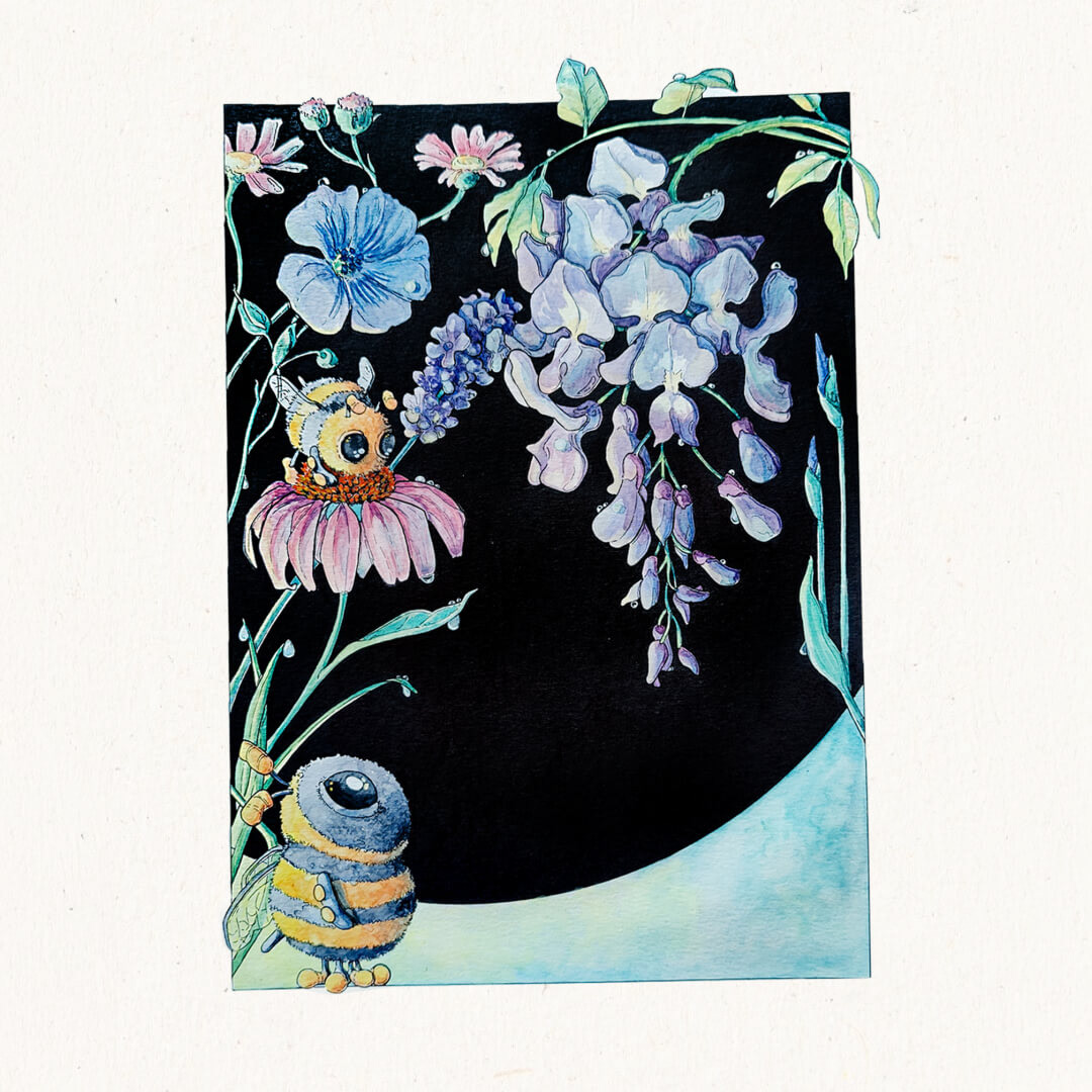 Bumblebee Adventure - Watercolour illustration