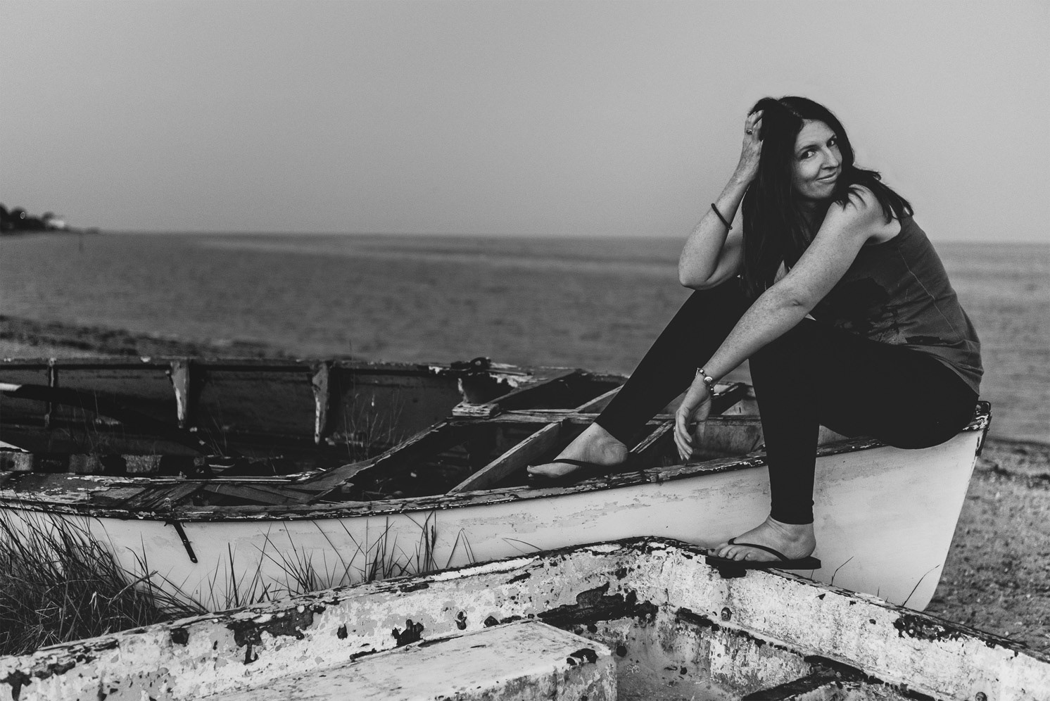Mersea Island Portrait beach huts boats