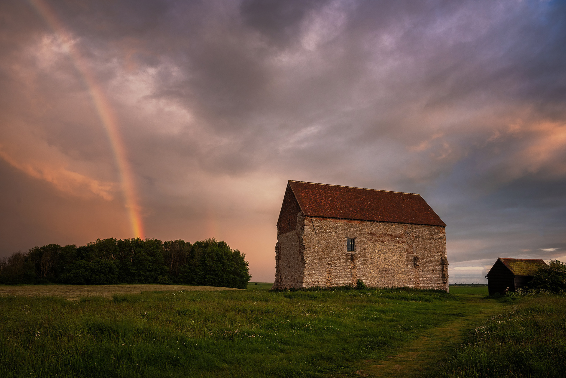 bradwell on sea sunset church rainbow