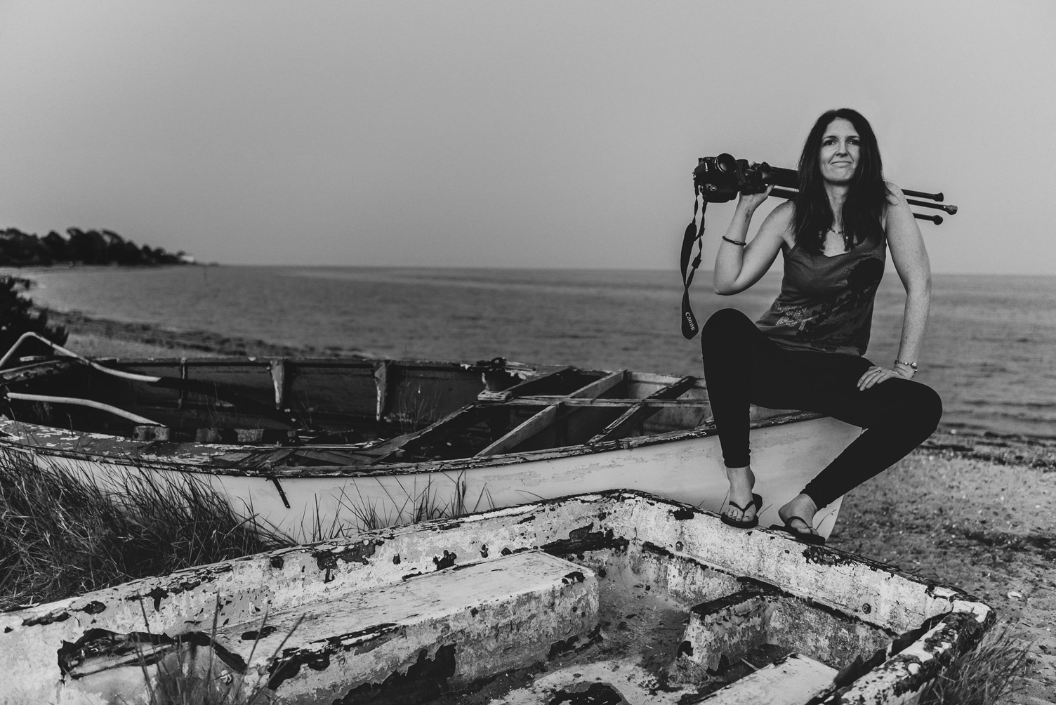 Mersea Island Portrait beach huts boats
