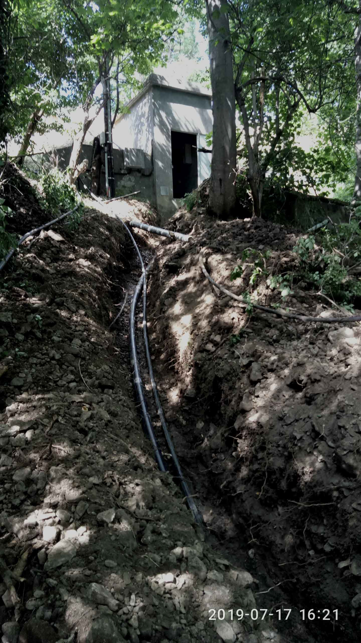 en aval bassin de Mélan, refoulement, liaison entre bassin et eau du haut-Mélan pour Maison Forestière