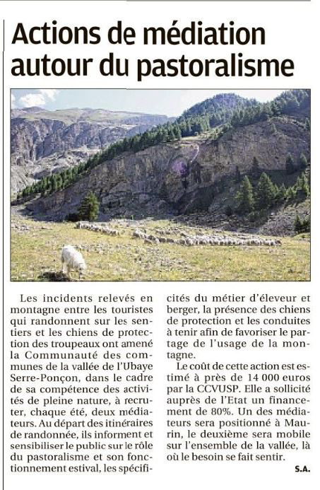 Ubaye : Parution du 19 avril 2022 La Provence