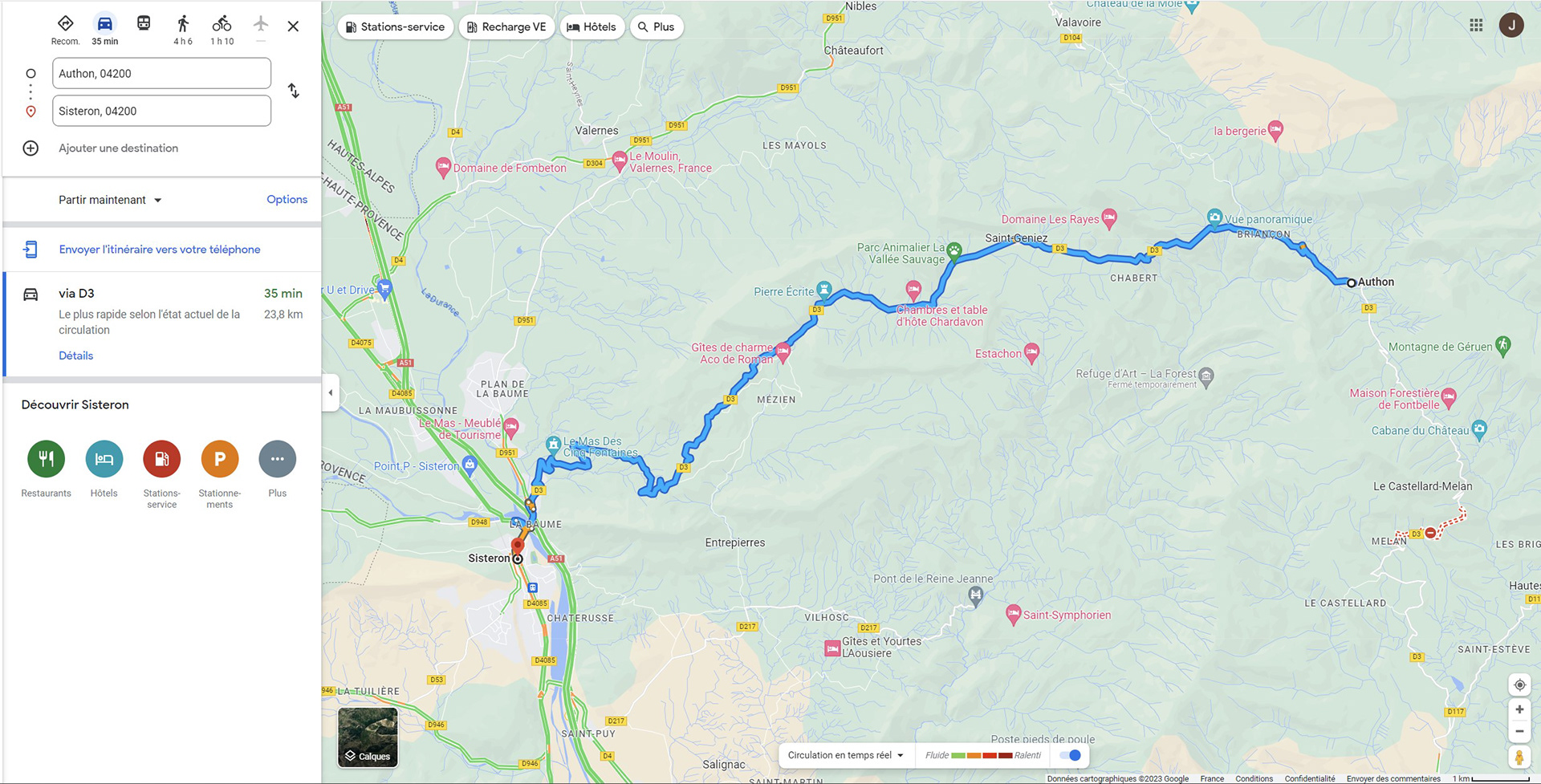 Sisteron-Authon, Extrait MAPS du 21 juin 2023