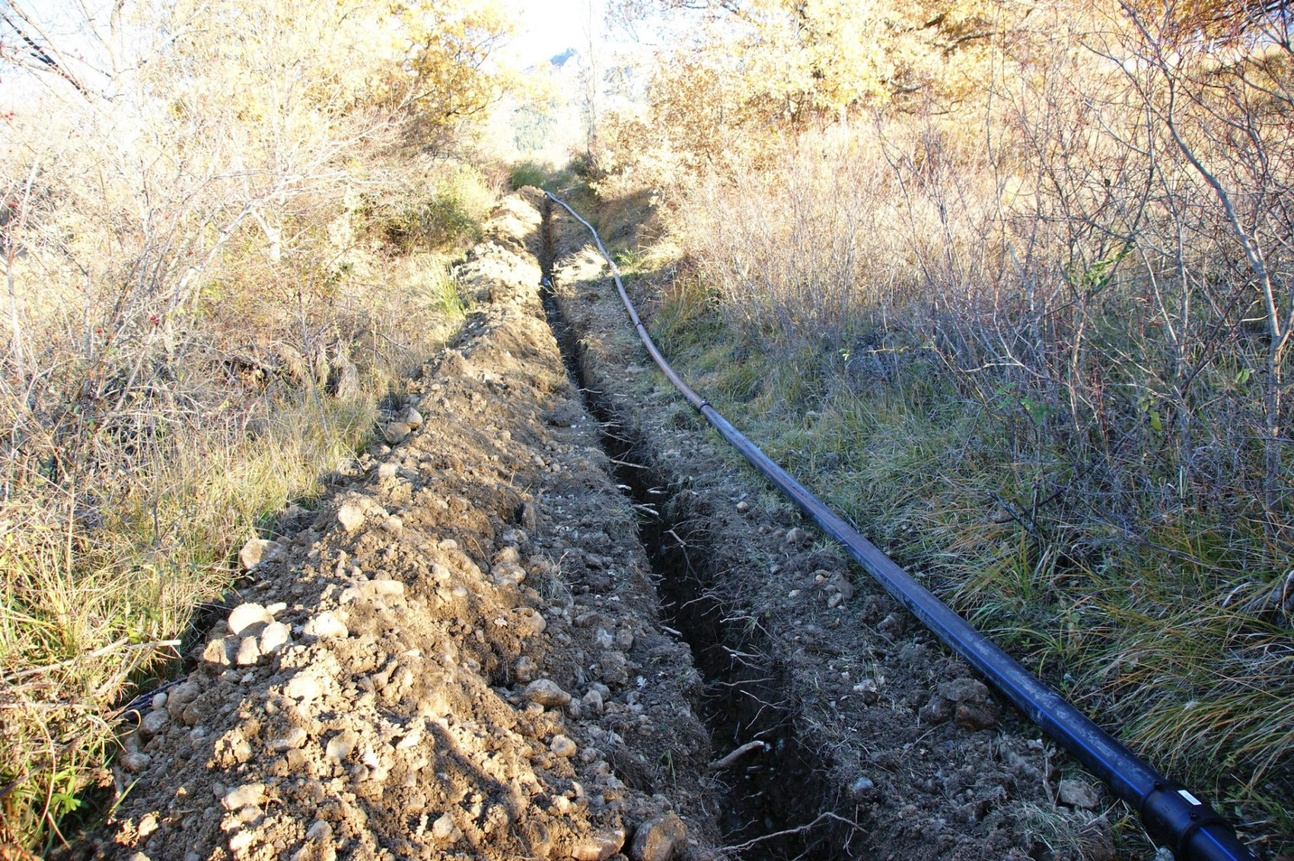 2013, 60 ml canalisation 110 mm et branchement individuel vers Pécoulet