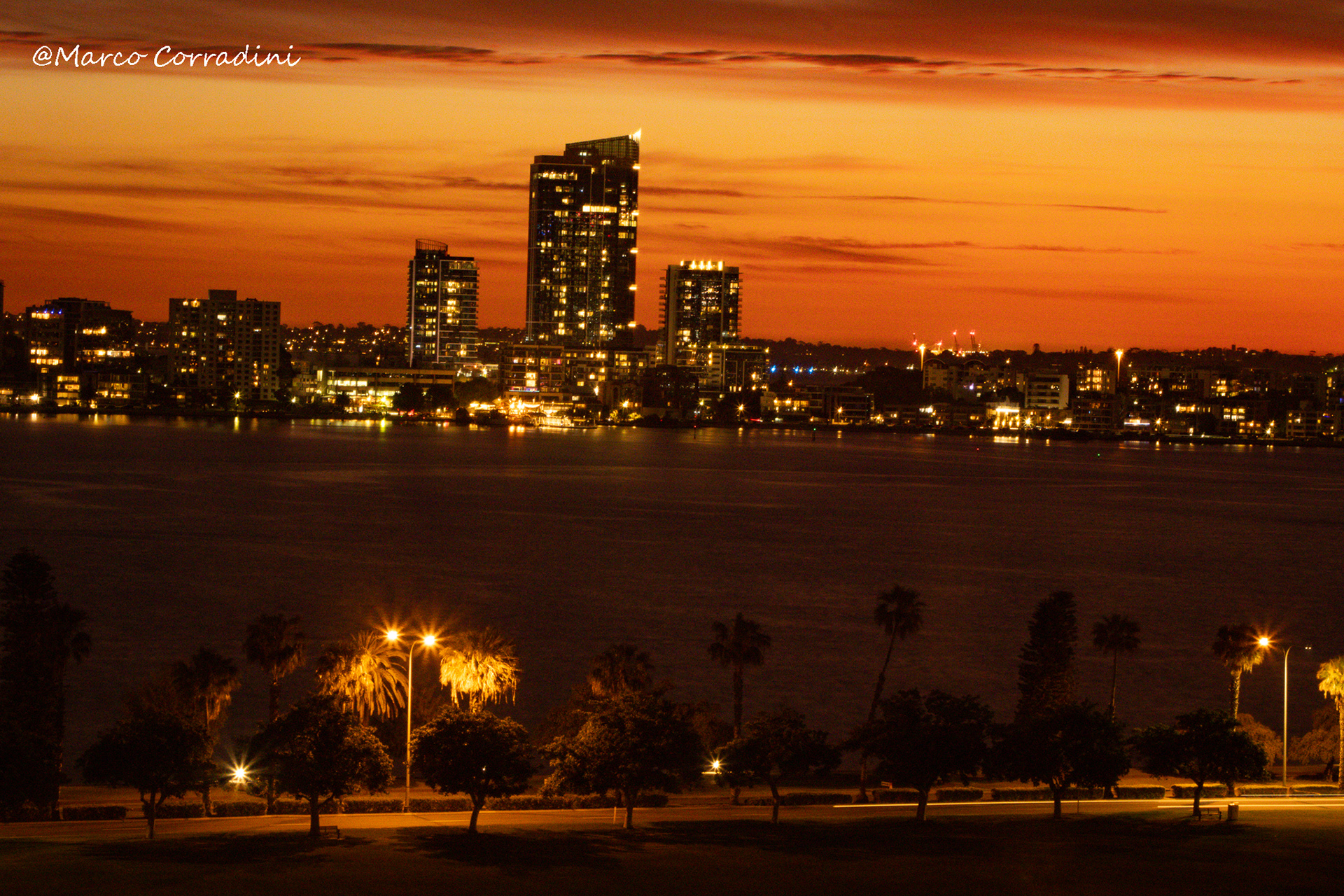 Perth, skyline, sunset, Australia, view,