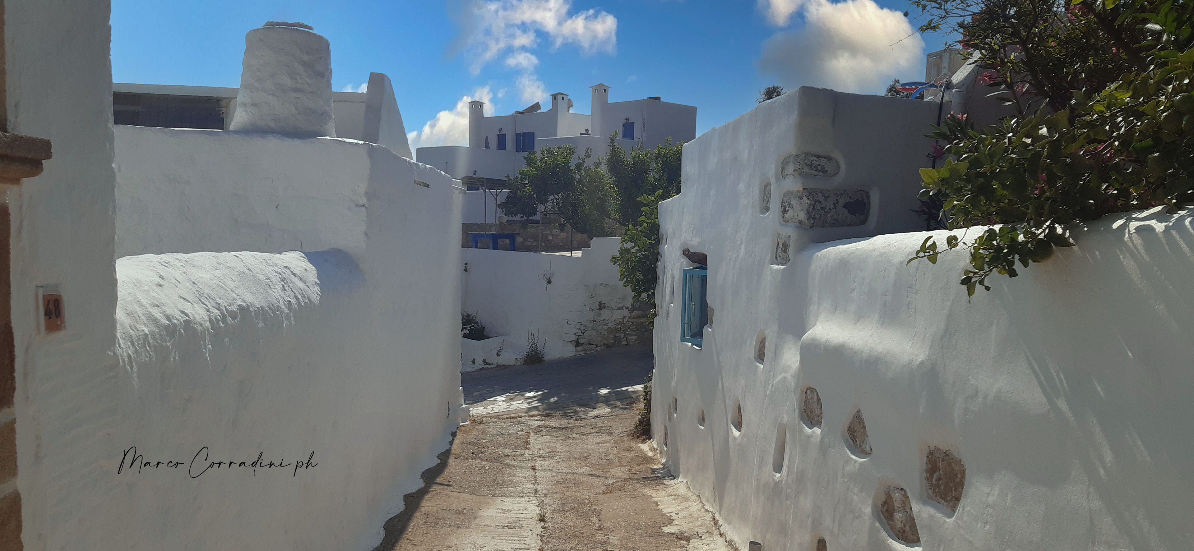 White houses in the village of Lachania in Rhodes