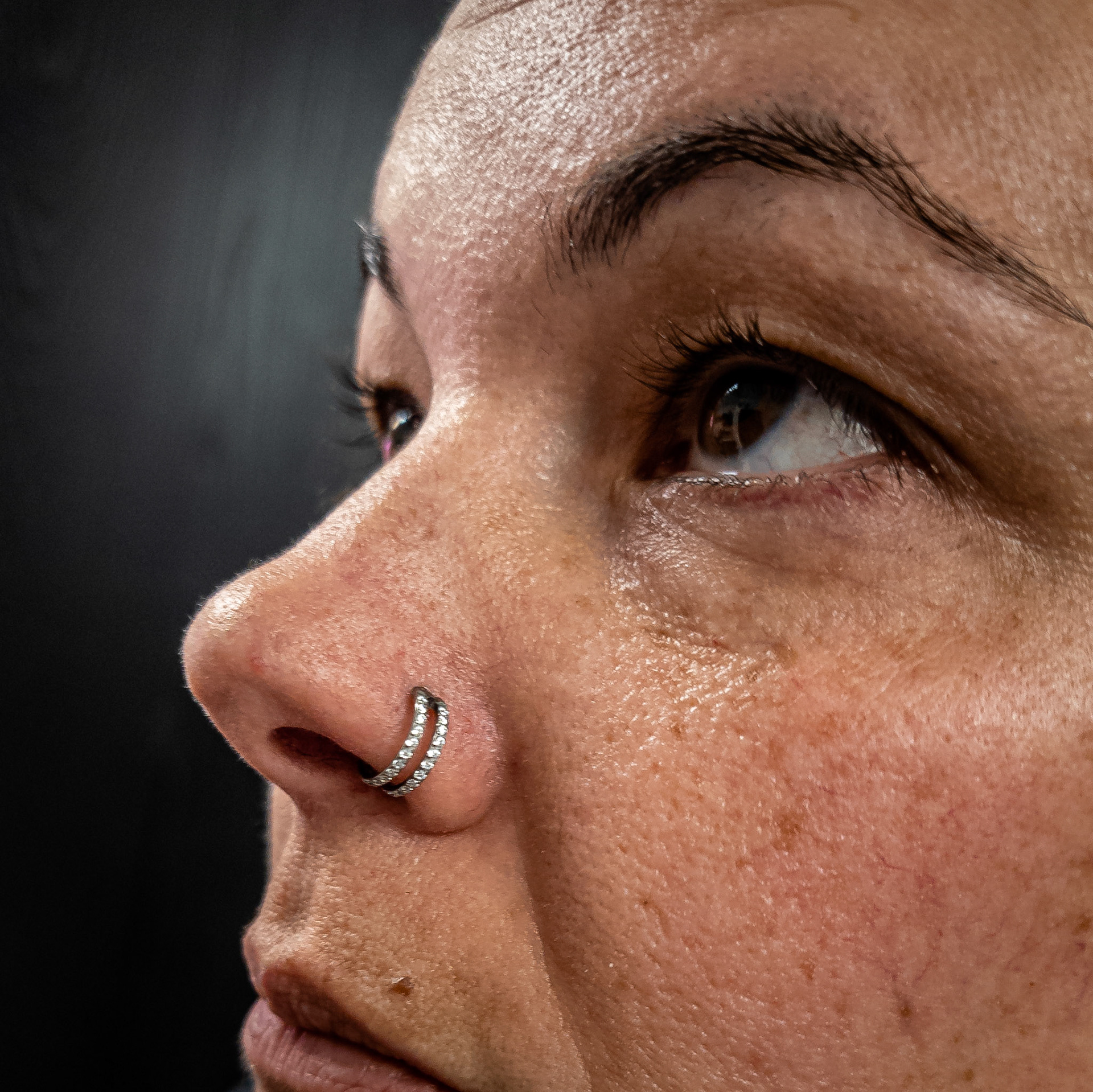 CZ Clear Faux Double Hoop 16g