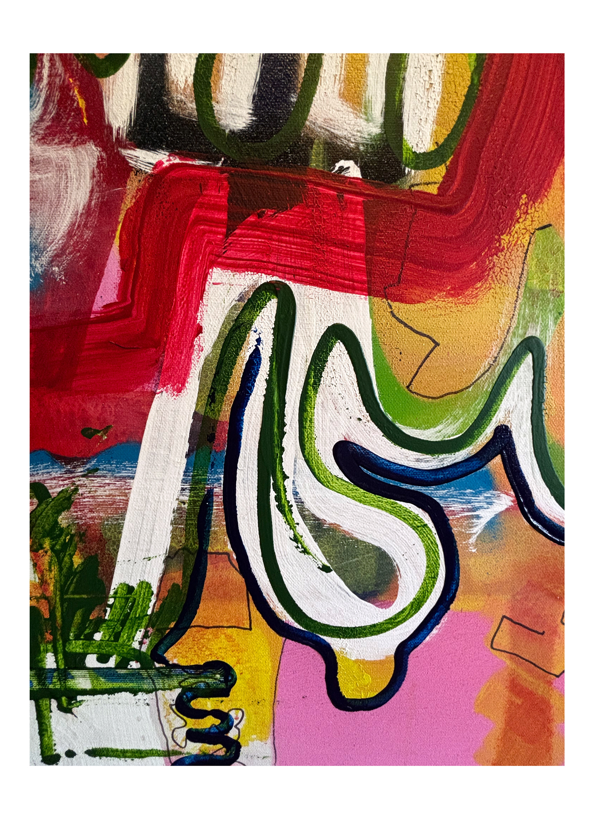 TITLE: Speaking: Creation? Thinking: Edifice?  MEDIUM: Oli+Spray Paint+Acrylic on Canvas  SCALE: 1m x 1m  DATE: October 2025