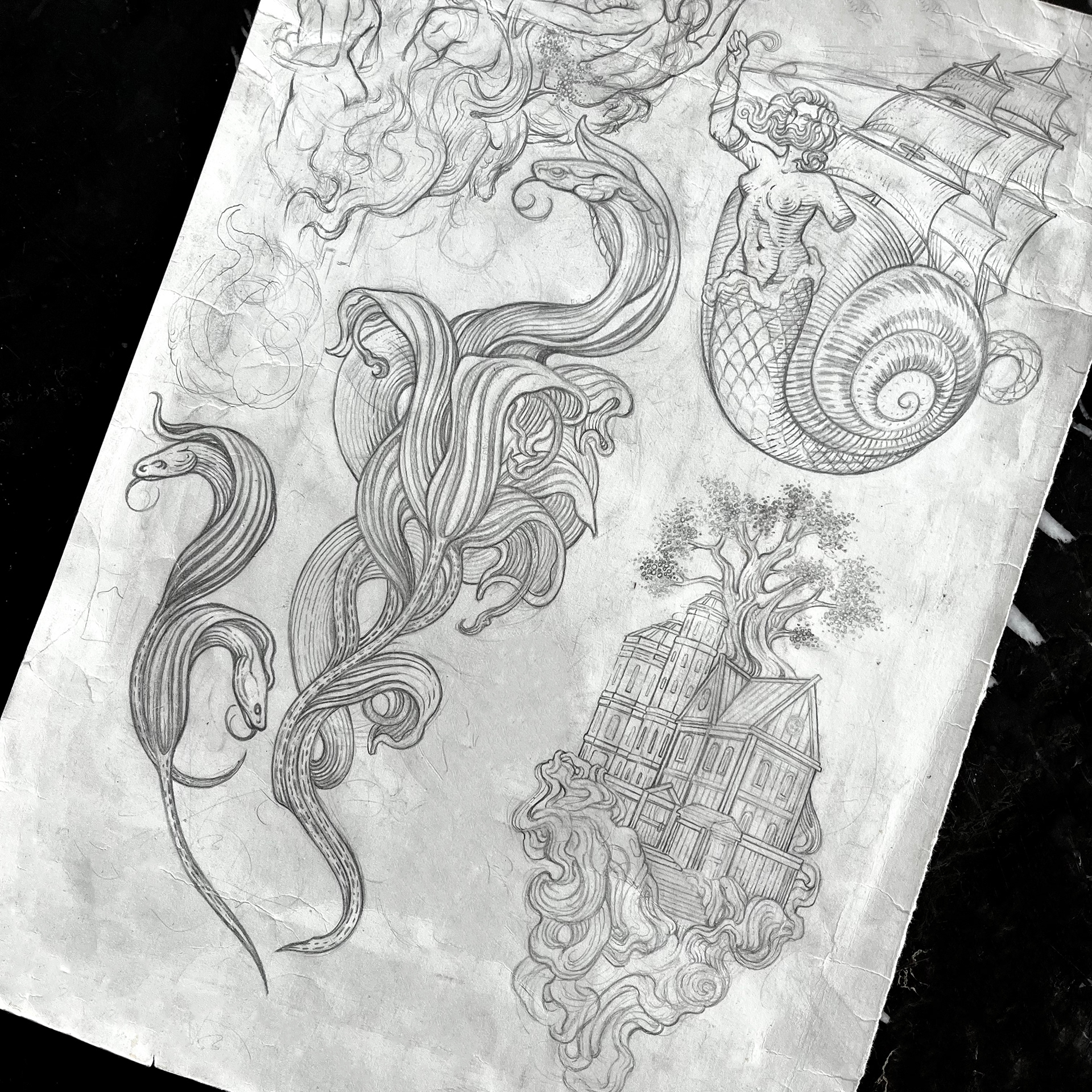 pencil sketches for flash work ideas