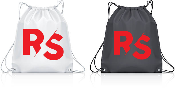 Mockups of gym bags with RS Fitness logo