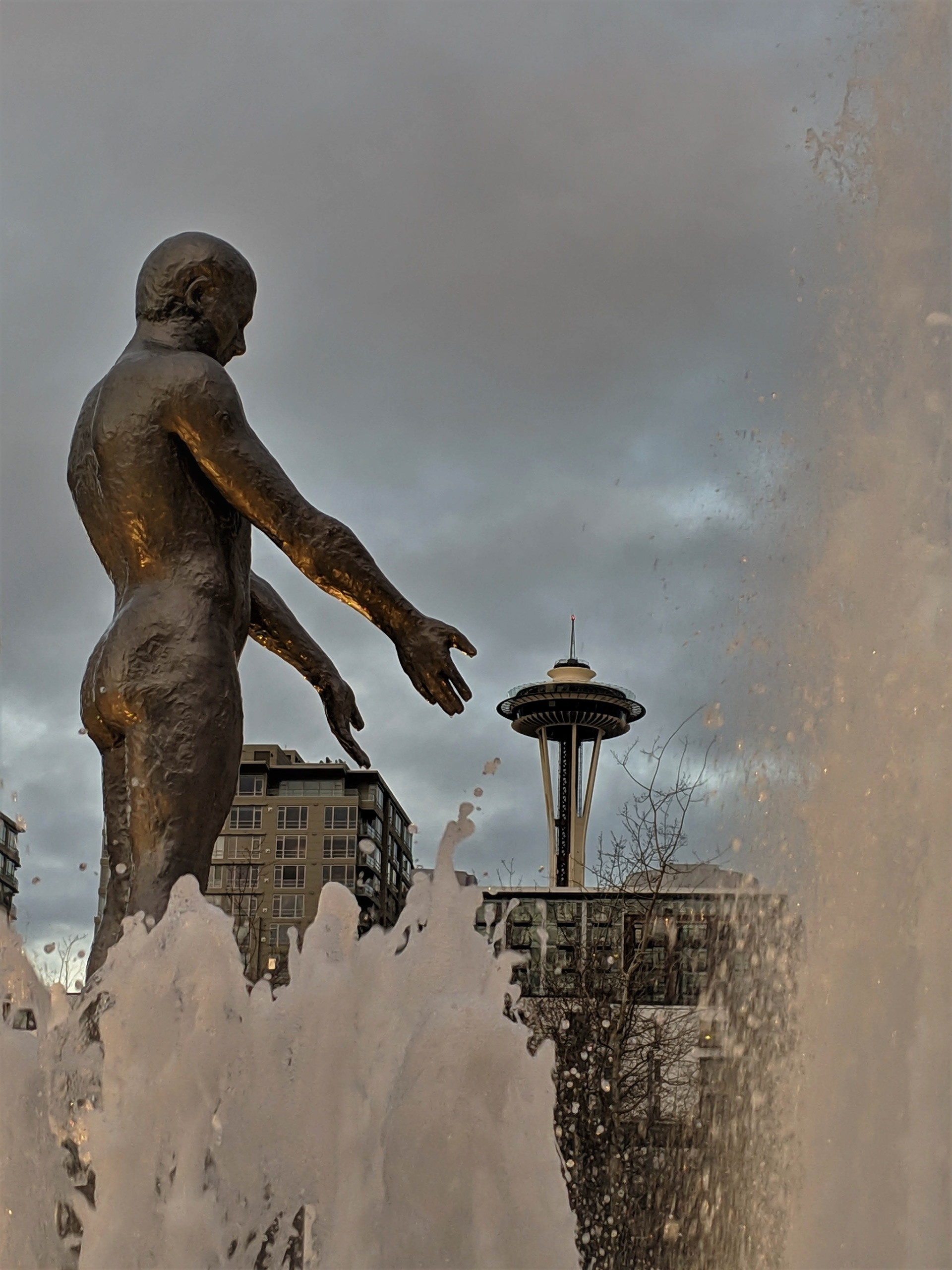 Statue at Sunset Paying Homage to Another